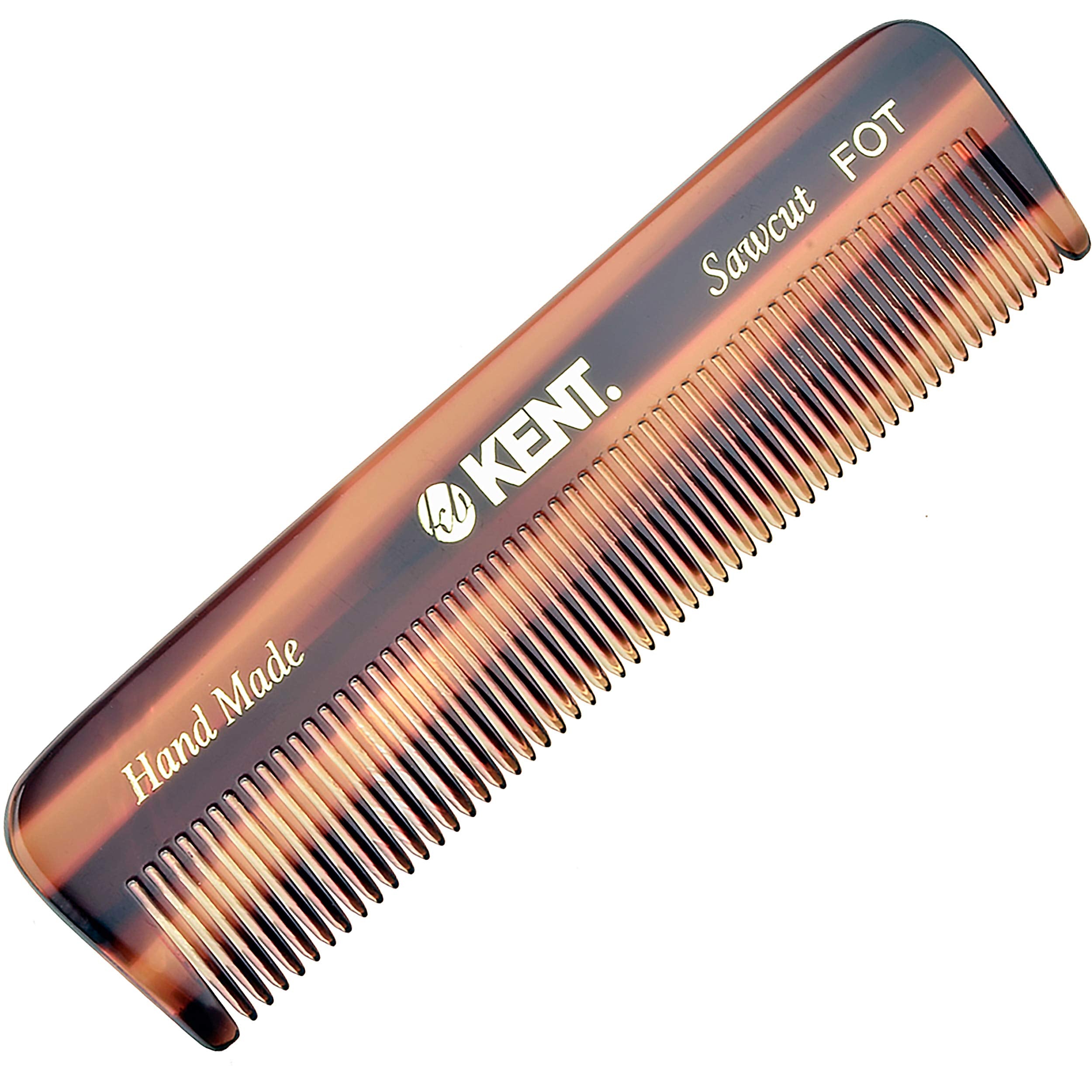 Kent FOT Fine Tooth Comb - 4.5'' Handmade Pocket and Travel Styling Comb for Men's Fine or Thinning Hair, Mustache and Beard Car