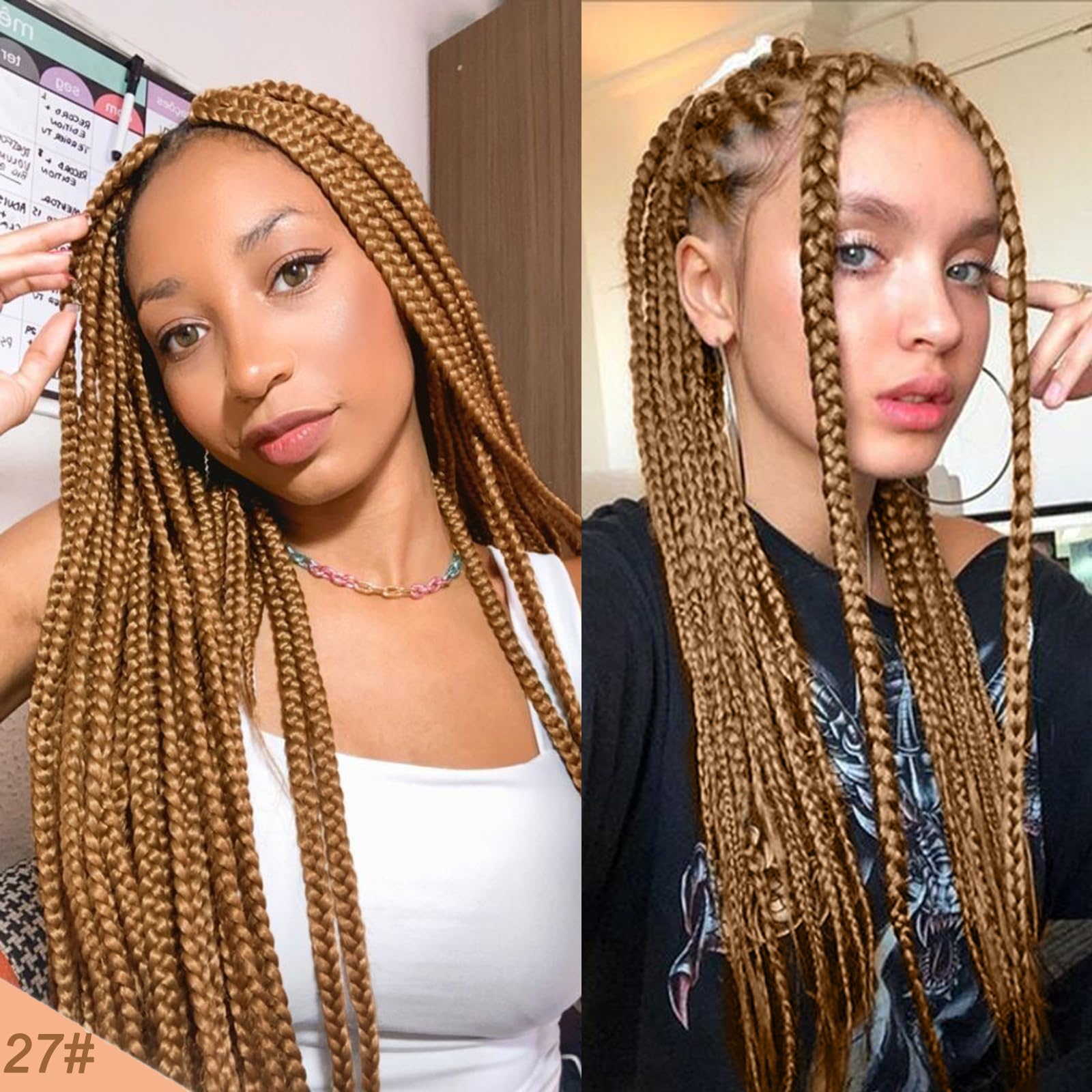 Pre Stretched Braiding Hair Professional 8 Pack 26 Inch Honey Blonde Braids Hair Extensions For Box Braids Yaki Texture Color 27