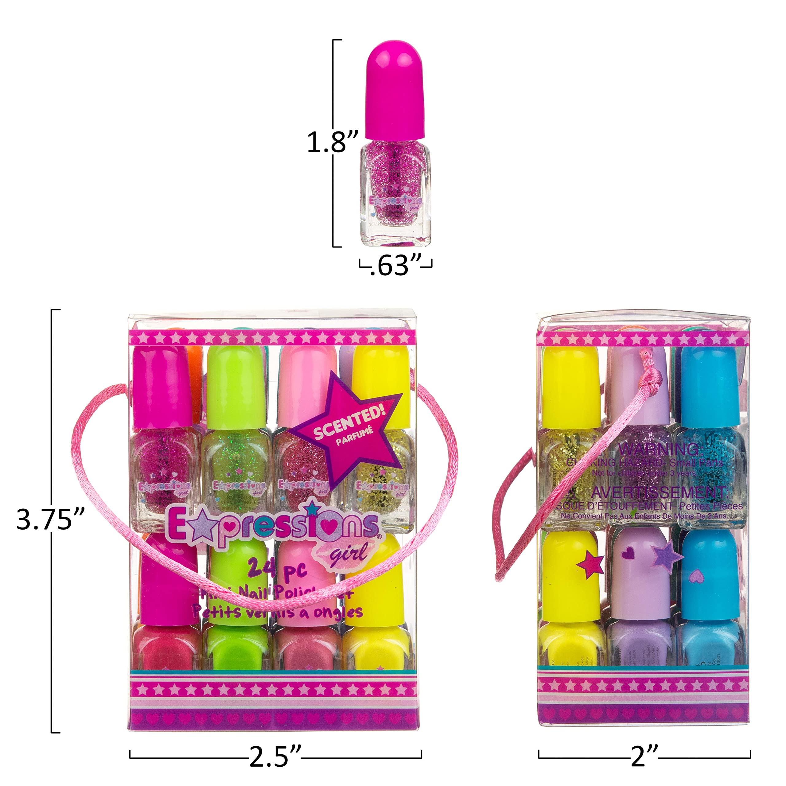 Expressions 24Pc Scented Nail Polish Value Pack - Nail Kit Shiny & Glitter Nail Polish Shades In Pretty Colors, Manicure Kit & P