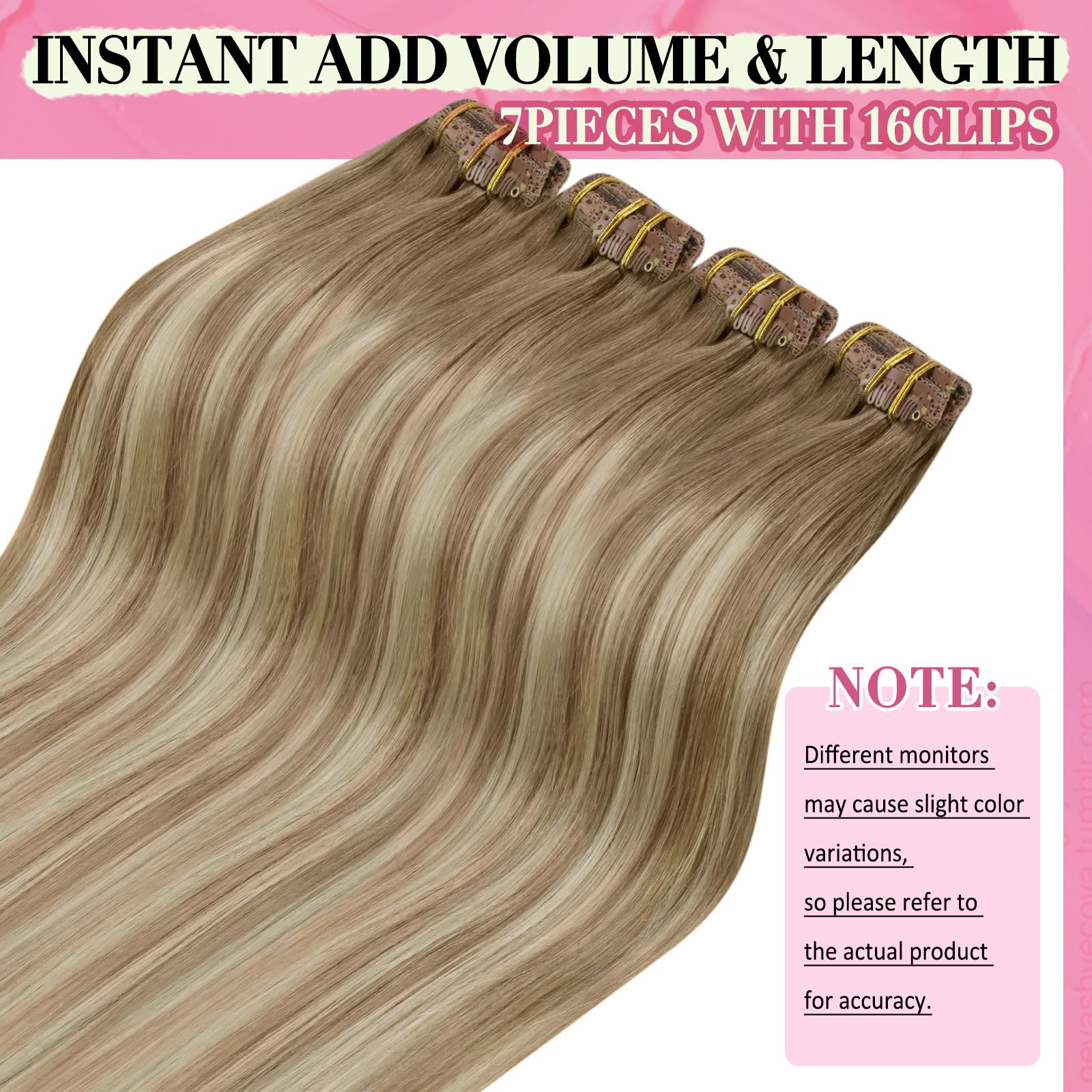 YoungSee 150g 20inch Clip in Hair Extensions Real Human Hair Brown Balayage Clip in Human Hair Extensions Light Brown to Blonde