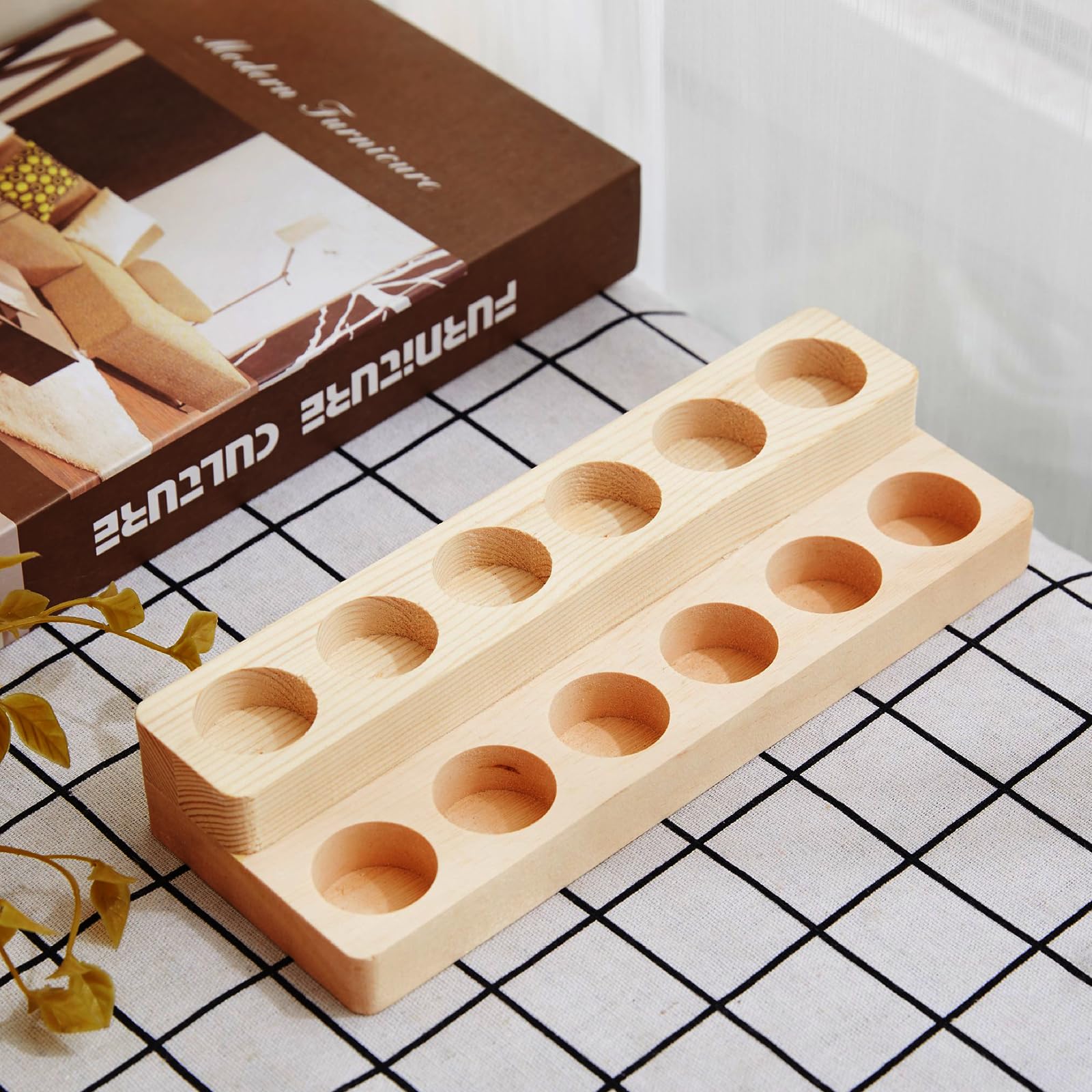 LONG TAO Essential Oil Display Stand Solid Wood Essential Oil Holder with 2 Tier Display Organizer Essential Oils Box Organizer