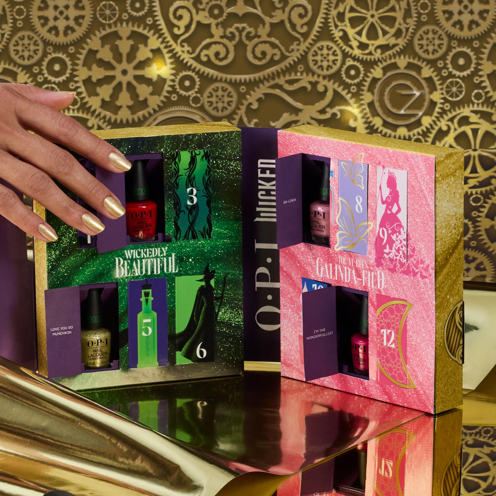 Opi Nail Lacquer, 12Pc Mini Advent Calendar, Up To 7 Days Of Wear, Chip Resistant & Fast Drying, X Wicked Limited Edition Collec