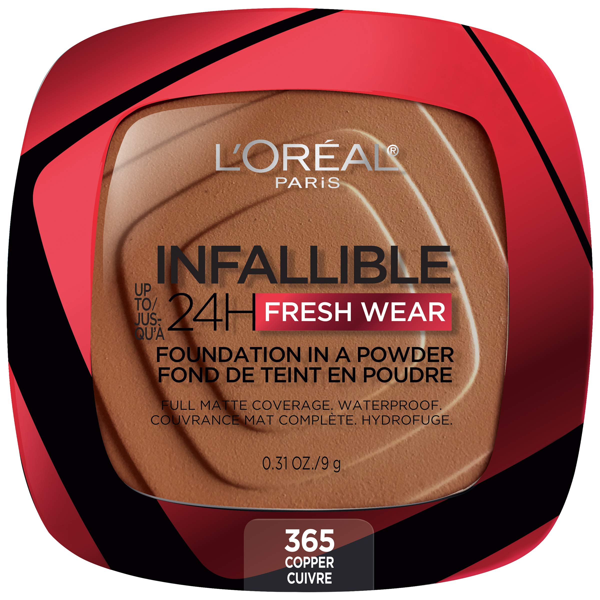 LOreal Paris Makeup Infallible Fresh Wear Foundation in a Powder, Up to 24H Wear, Waterproof, Copper, 0.31 oz.