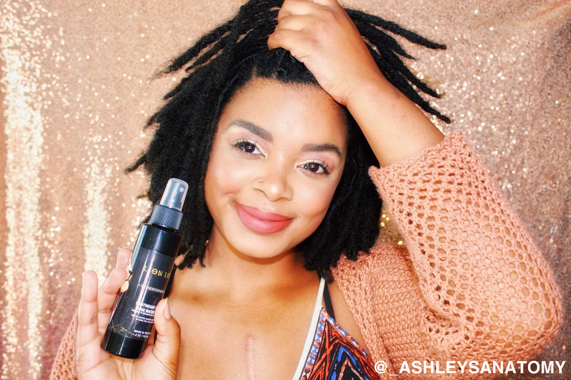 Lion Locs Rosewater Spray For Dreads And Locs - Organic Vegan Conditioner With Aloe, Oils, Vitamins, And Glycerin