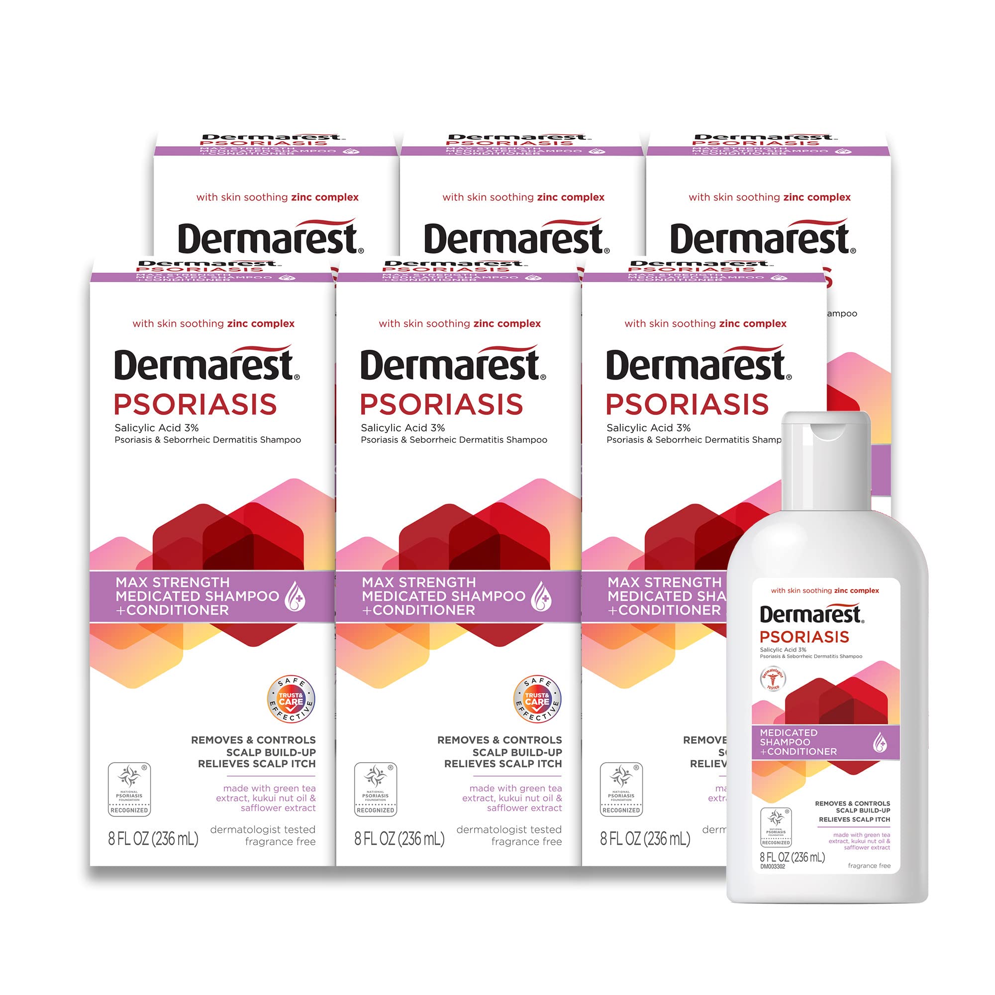 Dermarest Medicated Shampoo Plus Conditioner For Psoriasis, 8 Fl Oz (6 Pack)