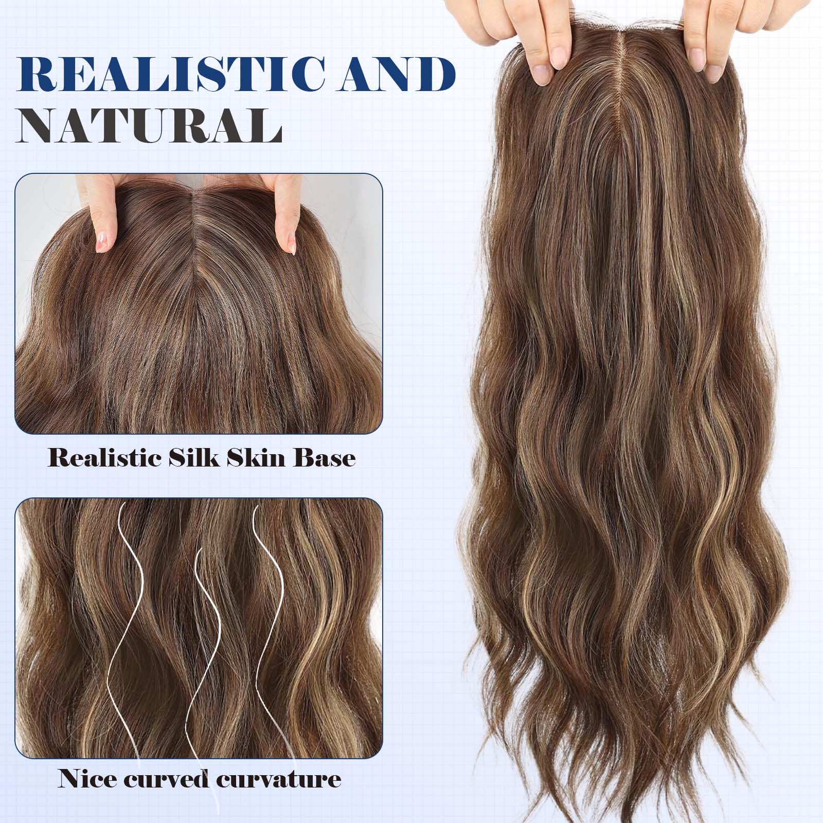 Haircube 20 Inch Wavy Hair Toppers For Women Heat Resistant Fibre Synthetic 6 * 6 Inch Base Toppers Hair Pieces For Women With T