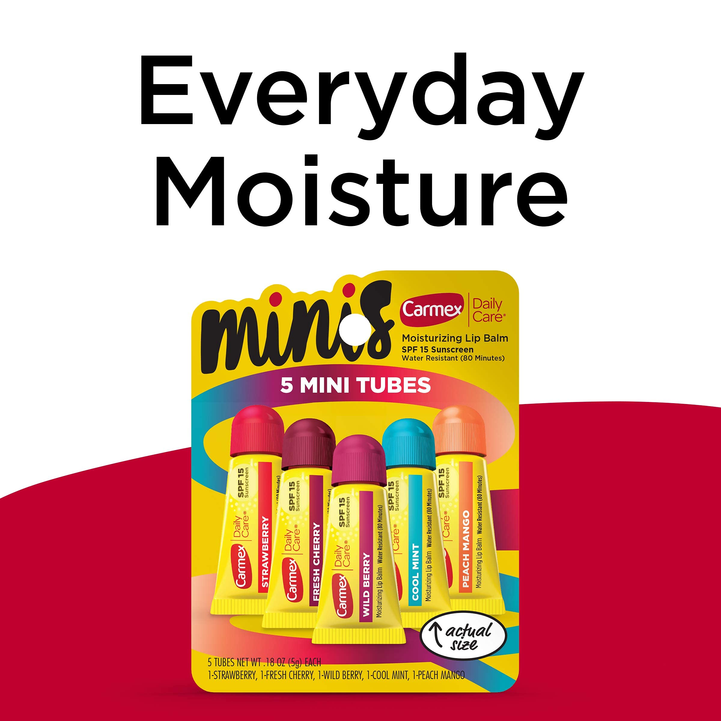 Carmex Daily Care Minis Moisturizing Lip Balm Tubes With Spf 15, Strawberry, Cool Mint, Wild Berry, Peach Mango And Fresh Cherry