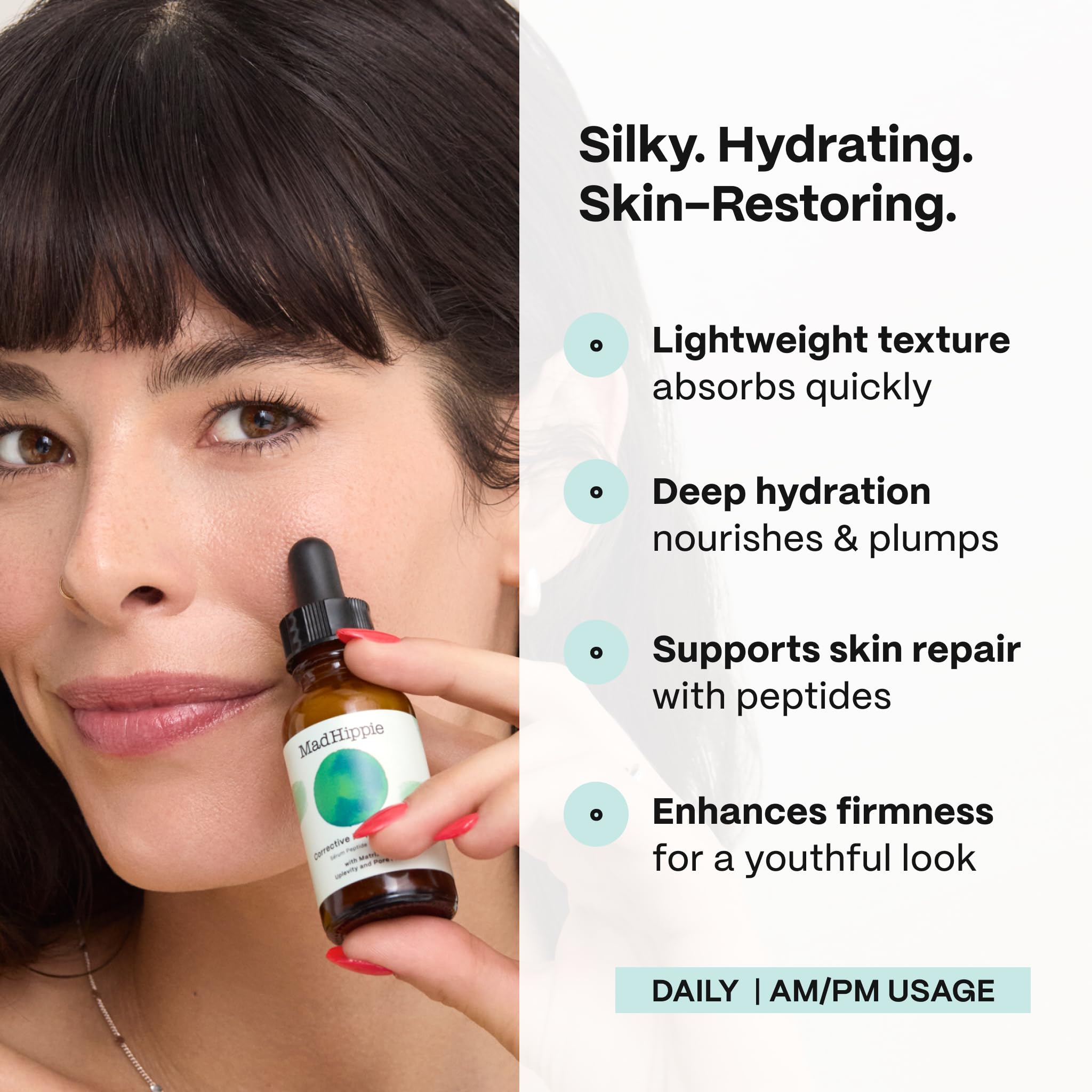 Mad Hippie Corrective Peptide Serum for Face - Skin-Tightening Collagen Peptides, Anti-Wrinkle Essentials, 1.02 Fl Oz