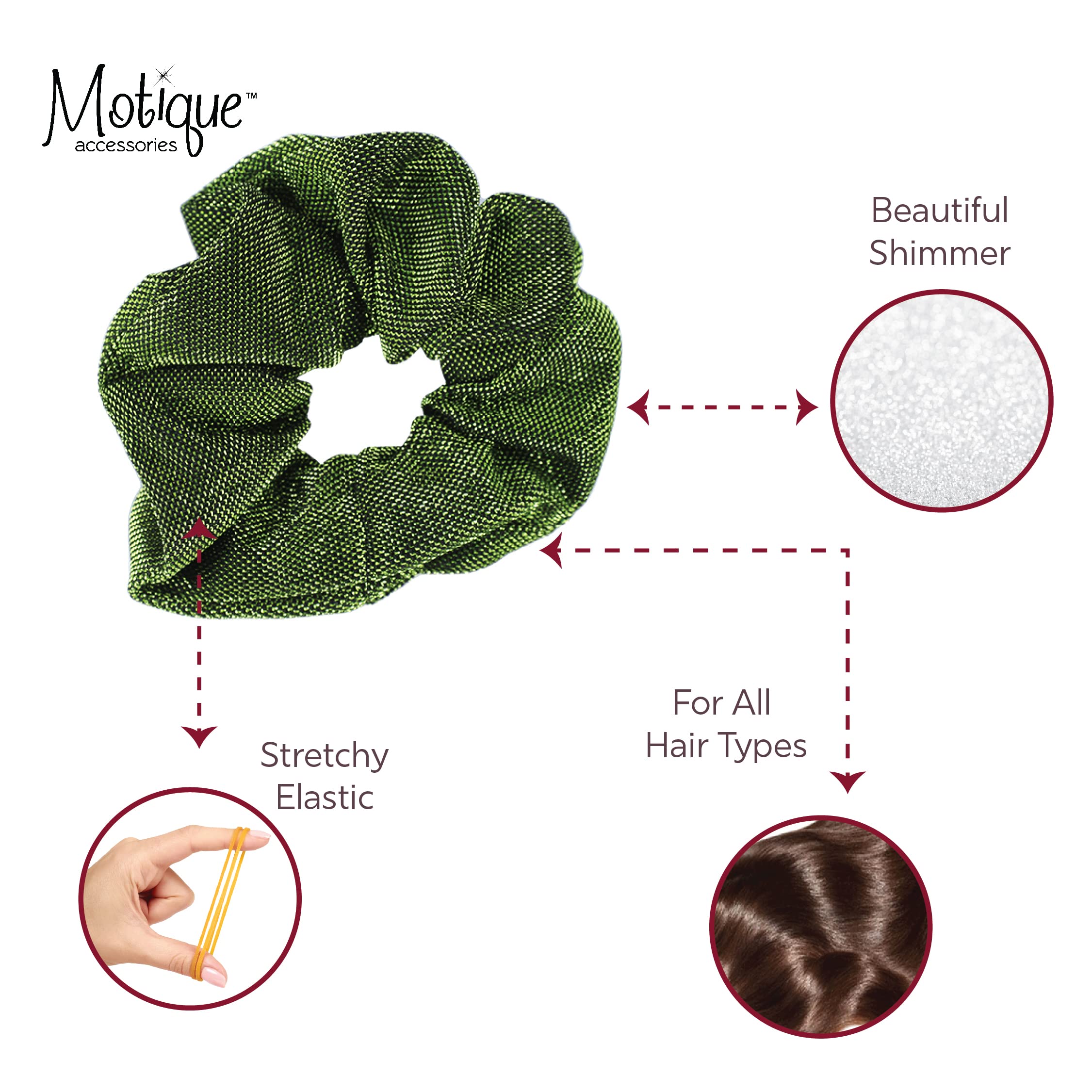 Green Jumbo Shimmer Scrunchie Hair Tie - Set of 2