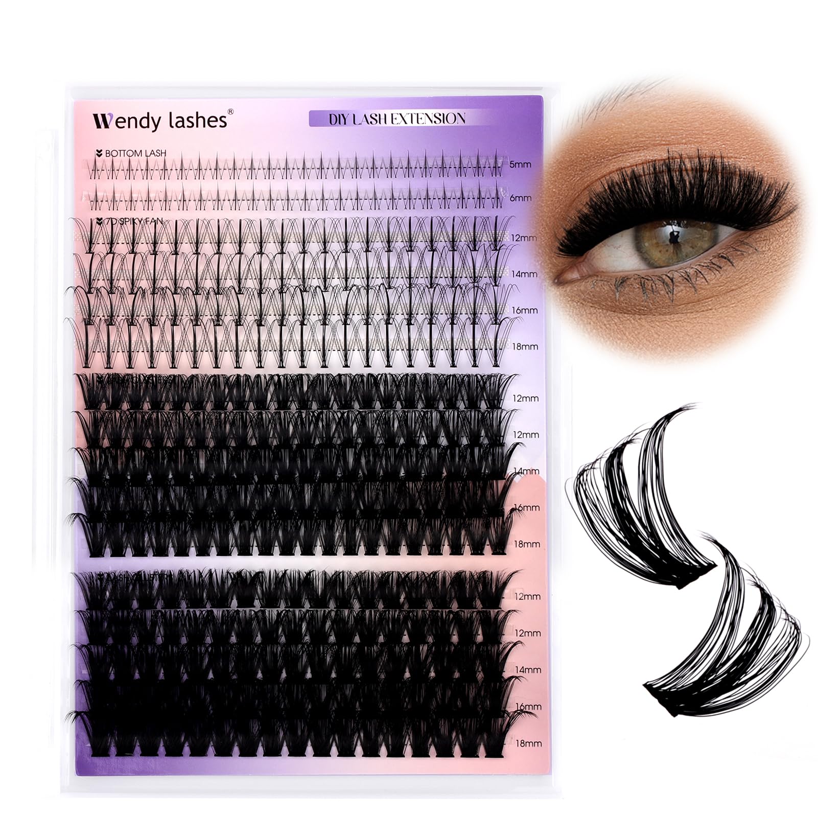 Lash Clusters With Bottom Lashes 356PCS 60D/80D Multi-types Fluffy Lash Clusters C/D Curl Wispy Individual Lashes Spike Volume C