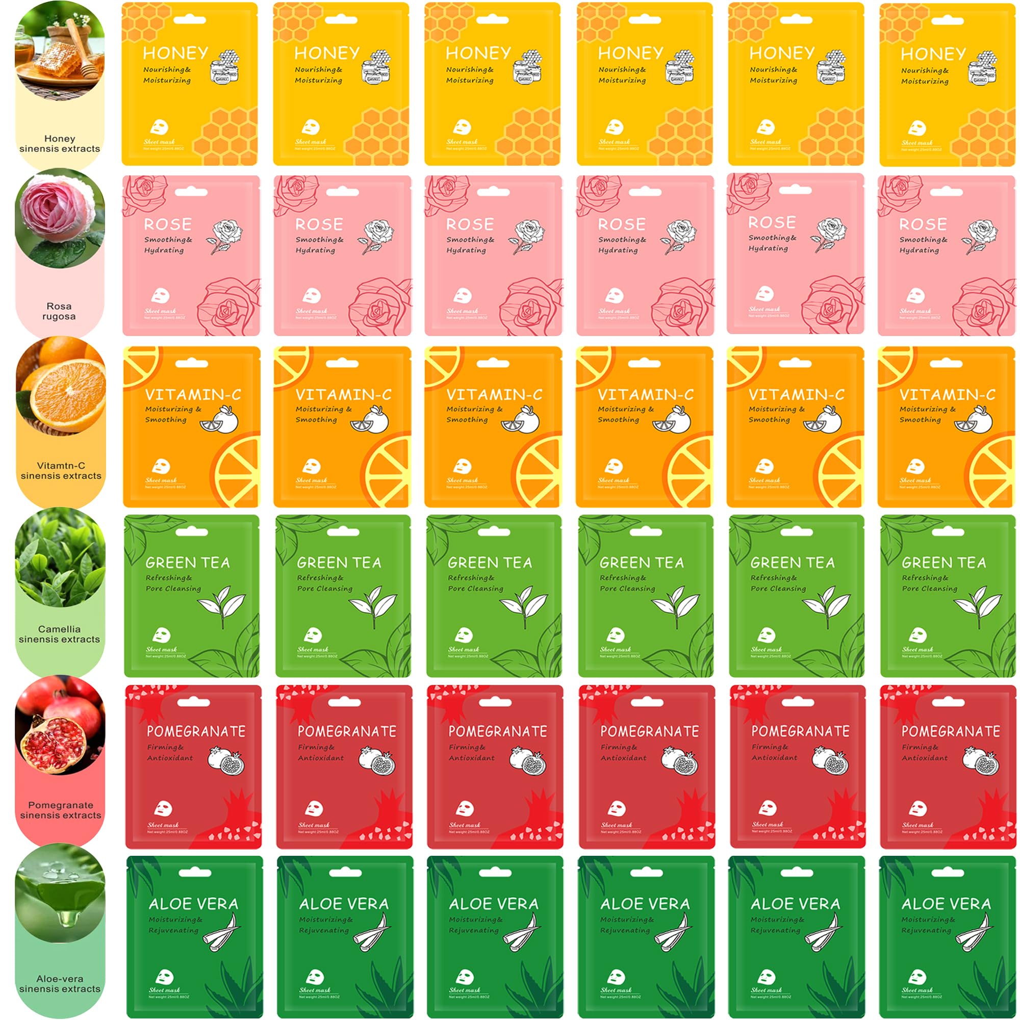 Meleell Collagen Face Masks For Skincare In Bulk, Sheet Masks For The Face, Hydrating And Moisturizing Face Masks Sets For Women