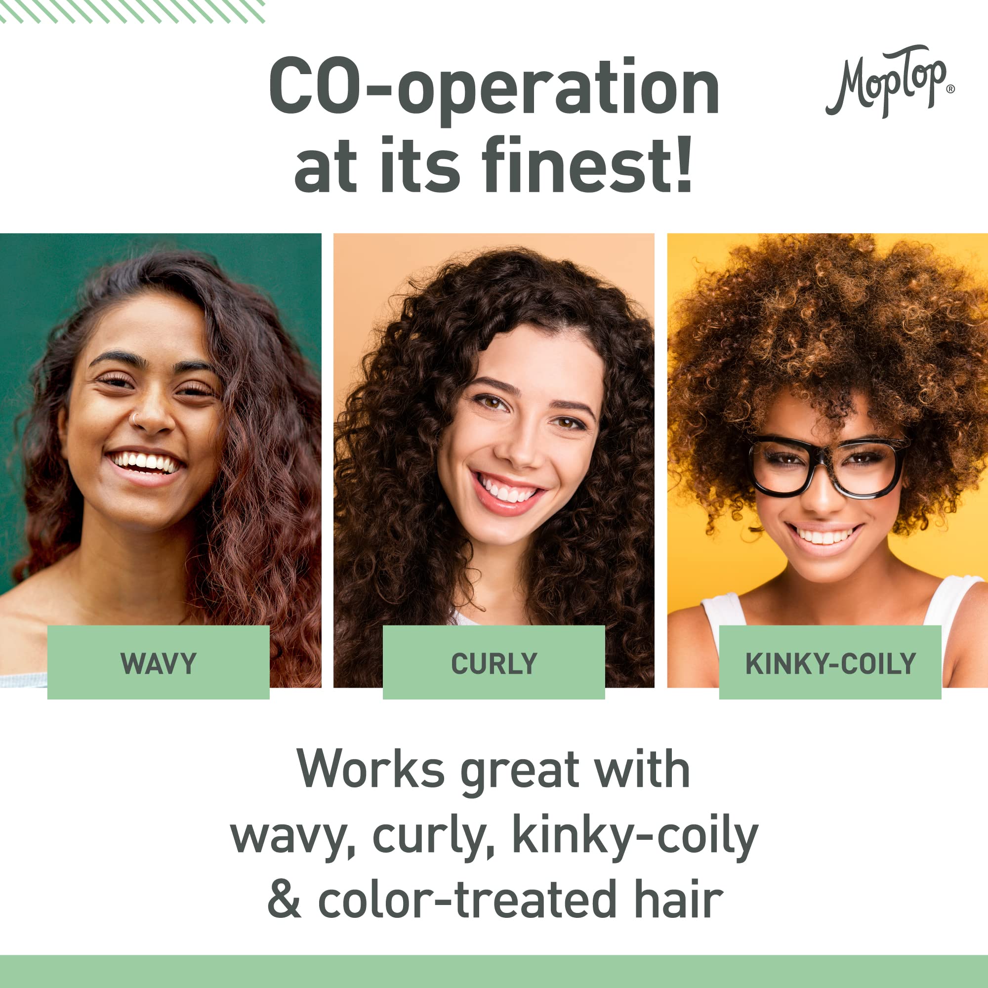 Moptop Cowash Cleansing Conditioner, Wavy, Curly & Kinky-Coily, Color Treated & Natural Hair Moisturizer, Made W/Aloe, Sea Botan