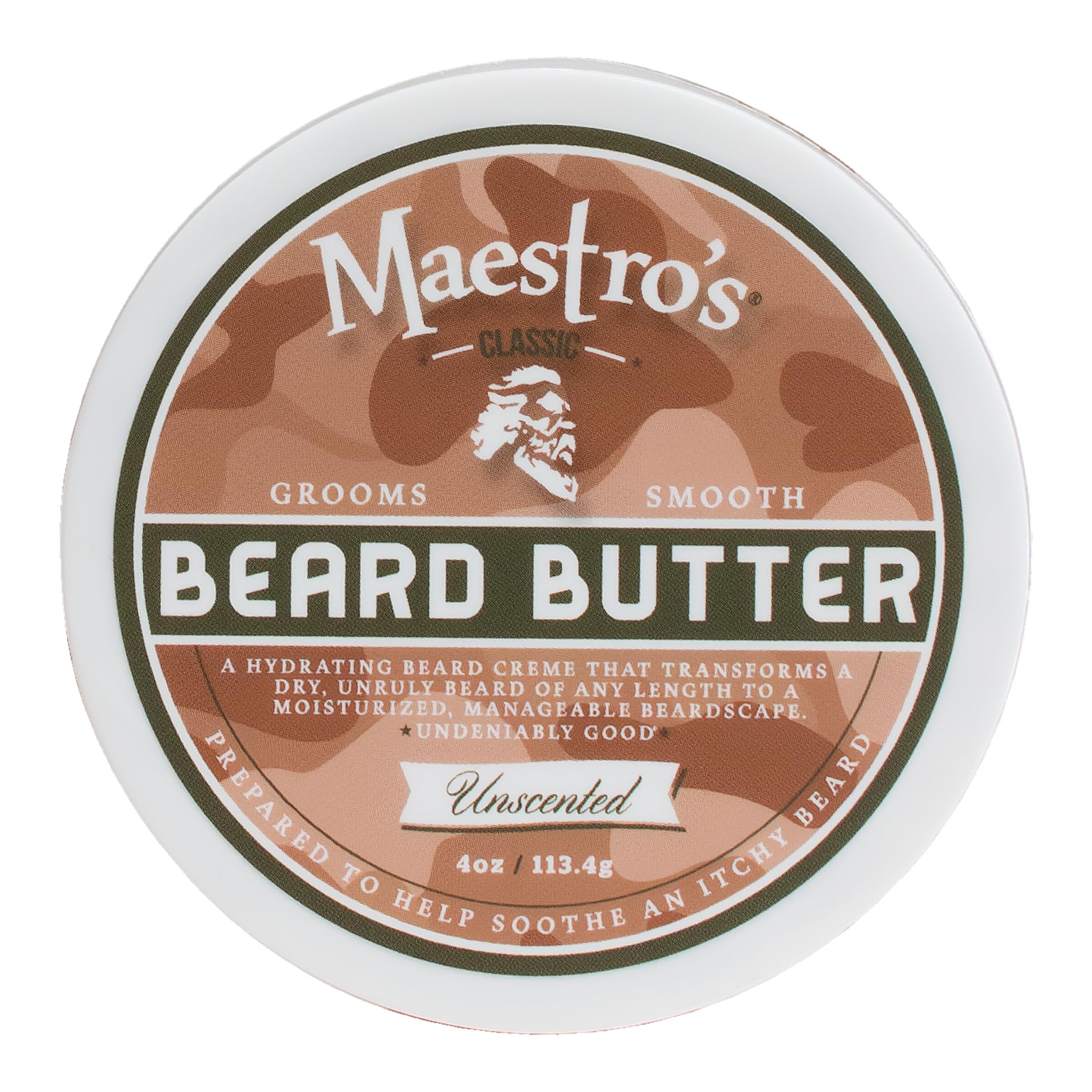 Maestros Classic BEARD BUTTER | Anti-Itch, Extra Soothing, Hydrating Beard Creme For All Beard Types & Lengths- Unscented, 4 Oun