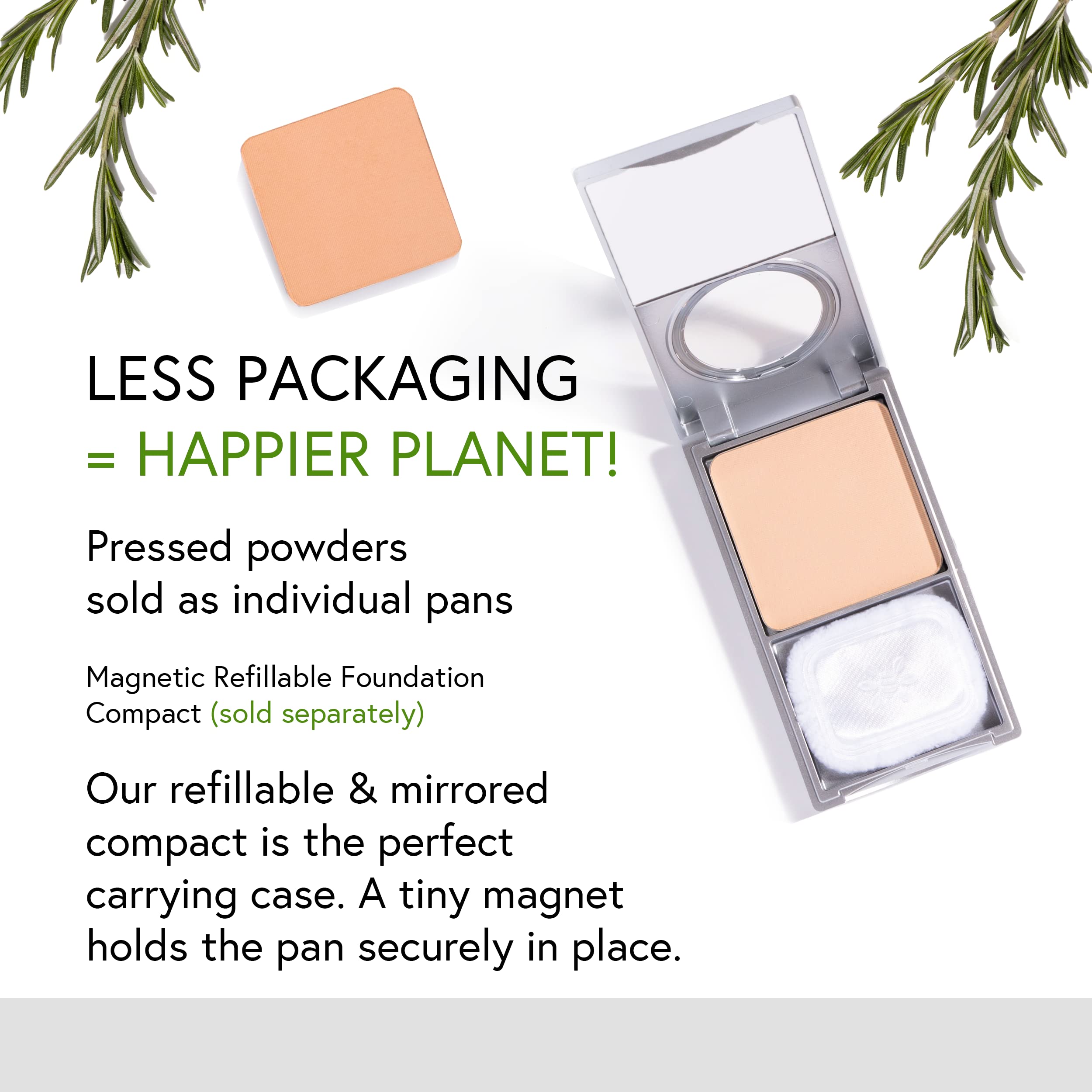 Honeybee Gardens Pressed Mineral Powder Foundation Refill, Sundance, Deep Tan/Mocha, Adjustable Coverage, Natural Finish, With B