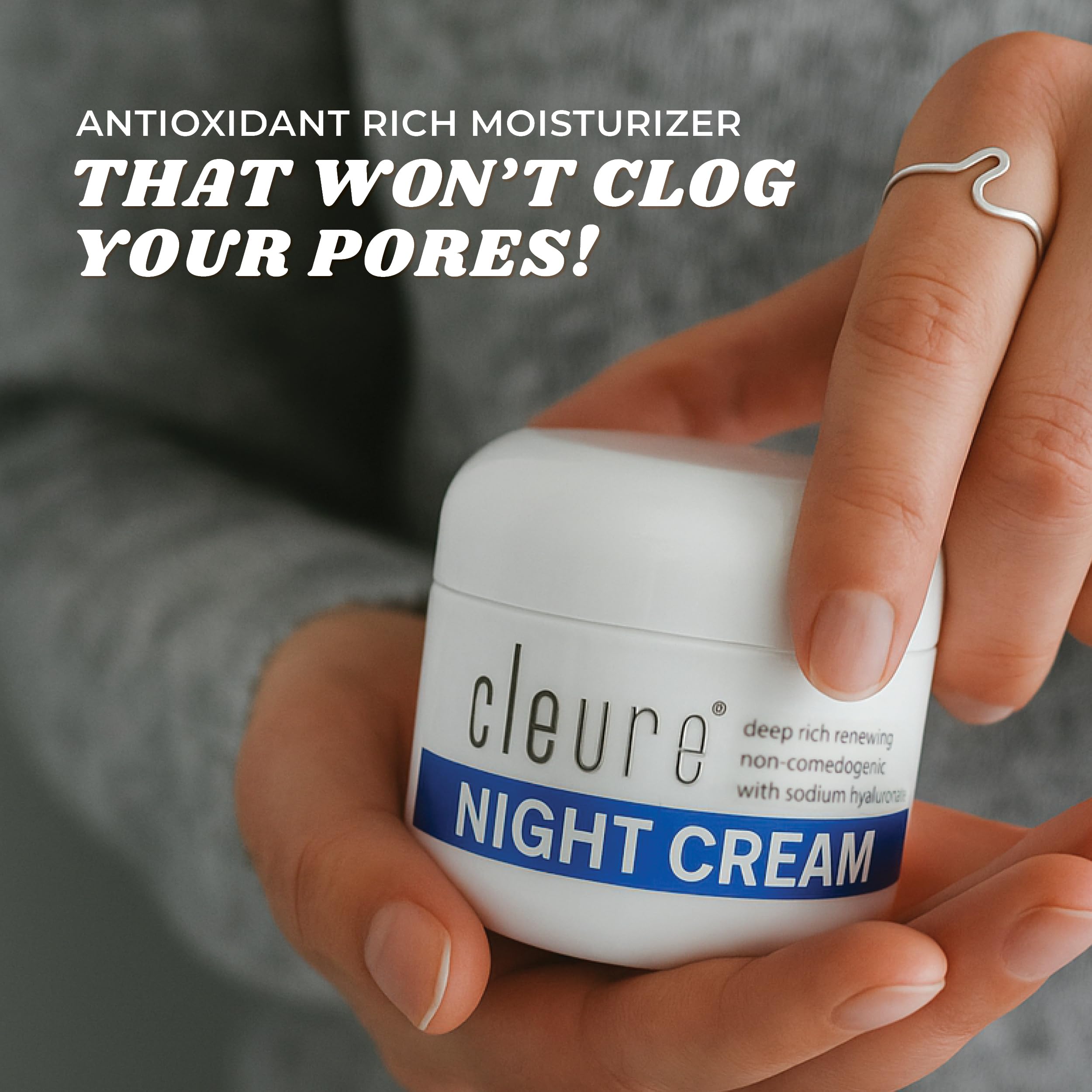 Cleure Hyaluronic Acid & Shea Butter Anti-Aging Night Cream for Sensitive Skin, Gluten, Salicylate, Paraben & Fragrance Free (2