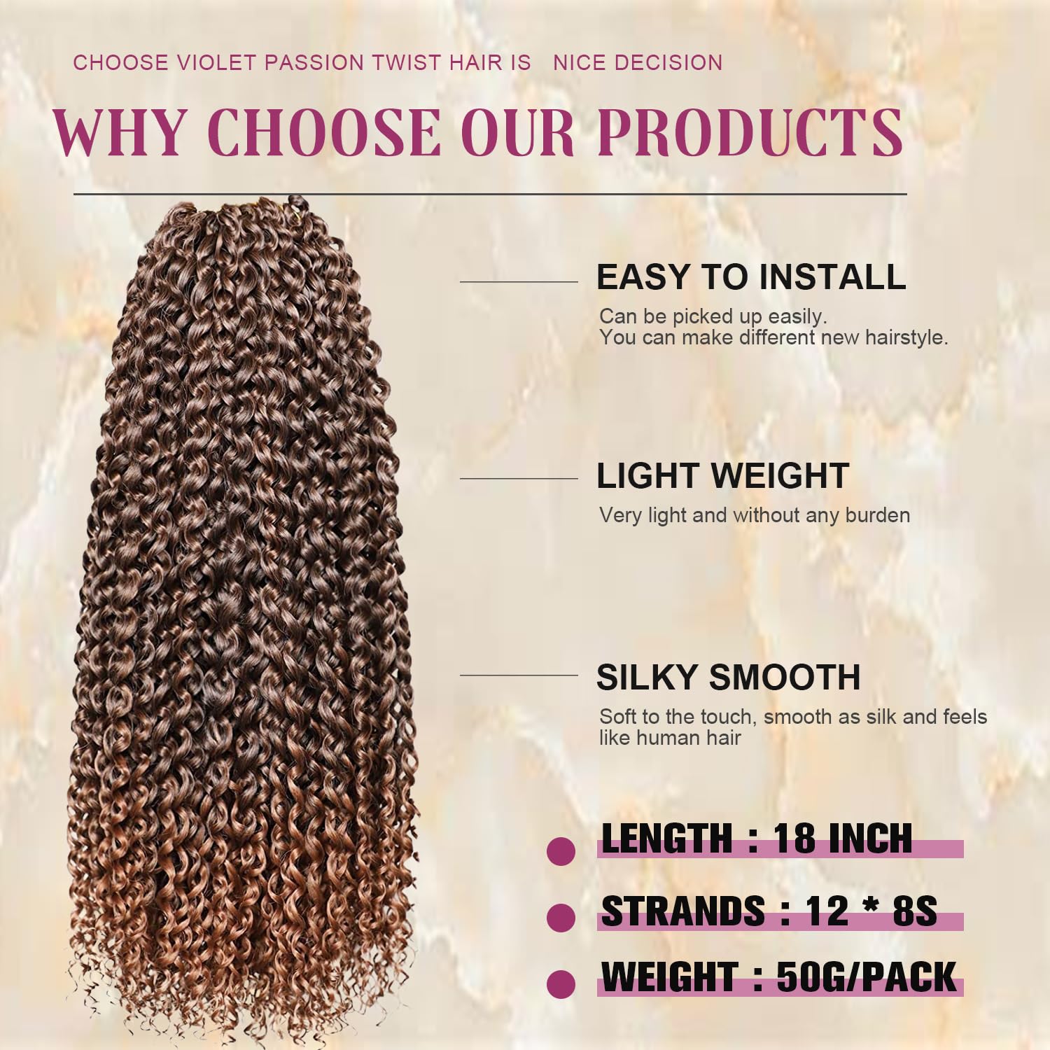 Passion Twist Hair 18 Inch 8 Packs Water Wave Crochet Hair For Black Women Passion Twists Braiding Hair Long Bohemian Spring Twi