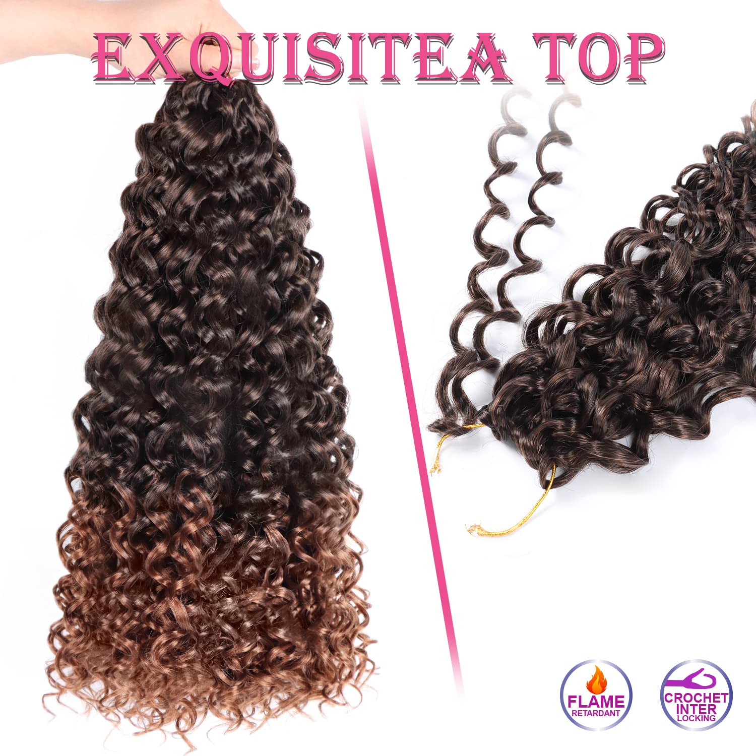 Gogo Curl Crochet Hair 18 Inch 7 Packs Curly Crochet Hair For Blcak Women Deep Wave Crochet Hair Beach Curl Crochet Hair Synthet