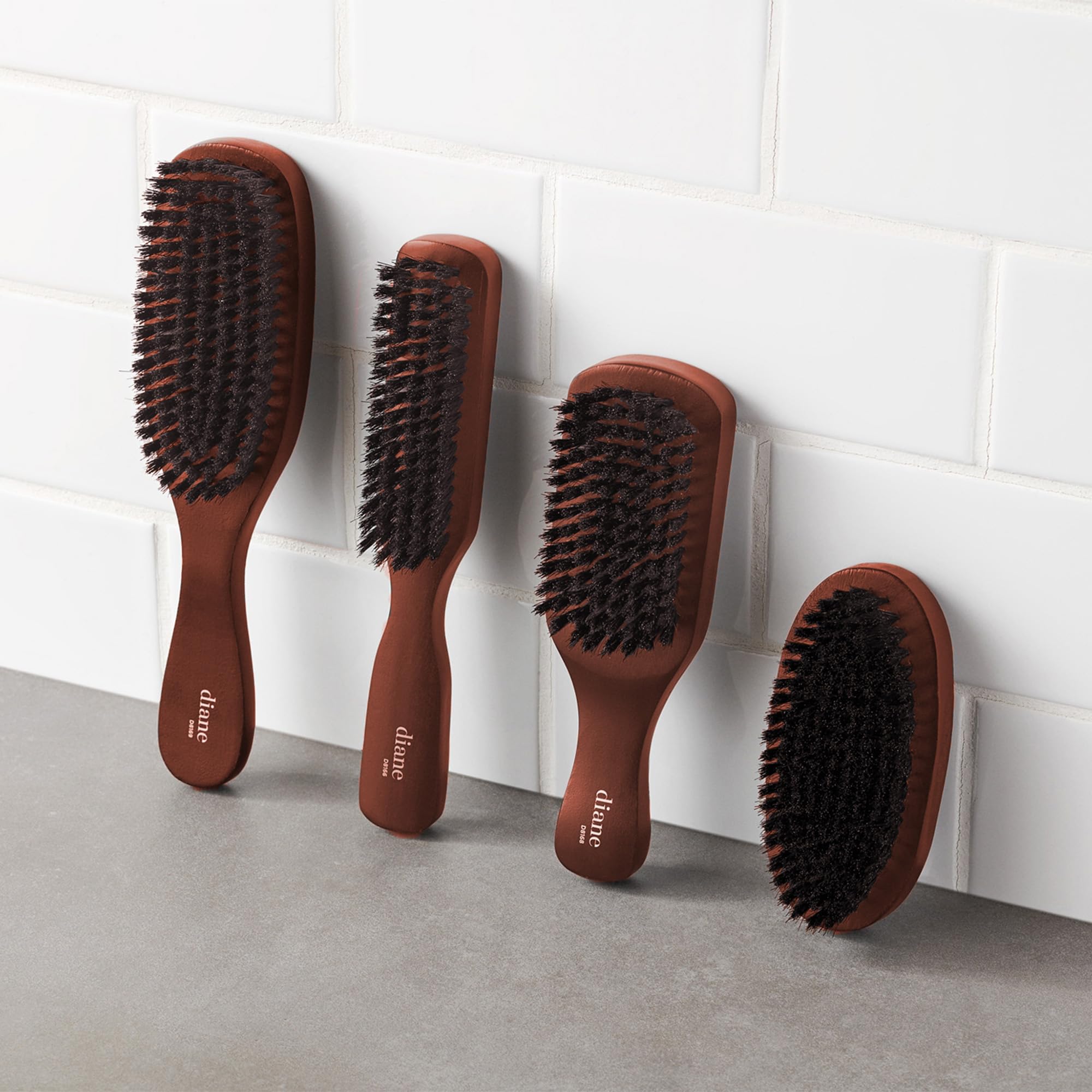 Diane Reinforced Boar Bristle Wave Brush for Men and Barbers - Medium Bristles for Thick and Curly Hair - Use for Detangling, Sm
