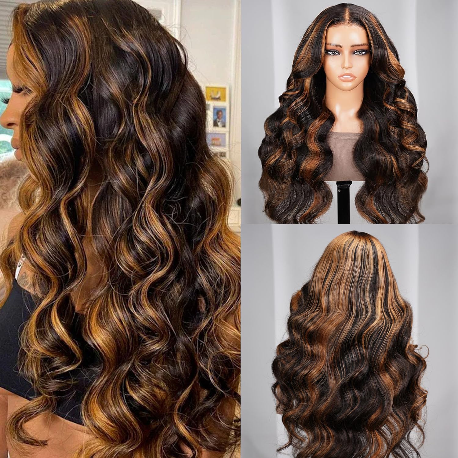 Arabella 5X6 Ready To Go Glueless Wigs Human Hair 1B/30 Highlight Lace Front Wig Human Hair Pre Cut Lace 210% Density Real Pre B