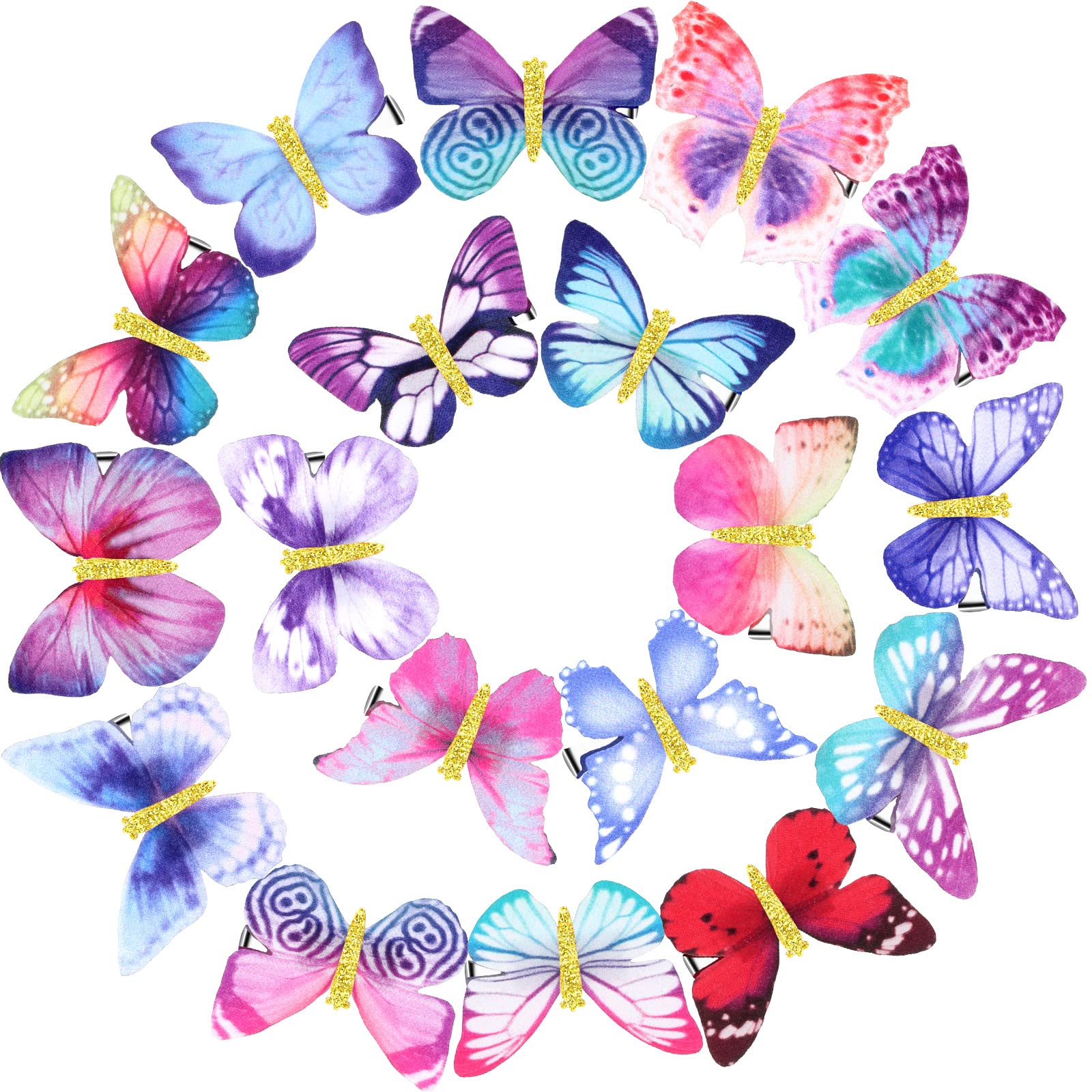 Boao 18 Pieces Glitter Butterfly Hair Clips for Girls Teens Women Hair Accessories (Retro Styles)