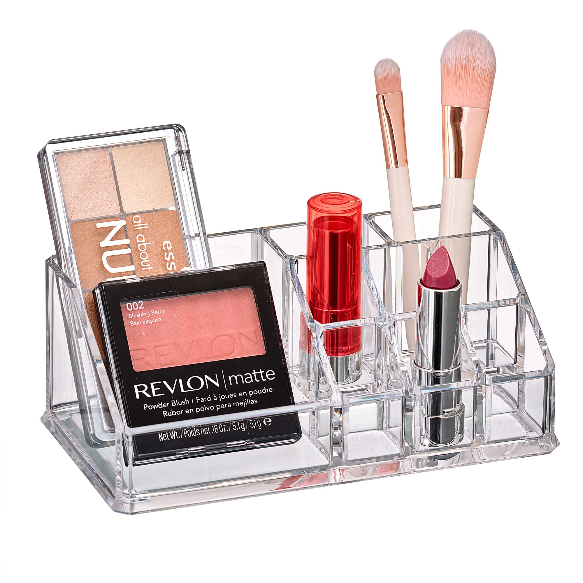 Amazing Abby - Tiffany - Acrylic Cosmetic Organizer, Transparent Plastic Makeup Holder, Compartmented, Shatter-Proof, Perfect Ba