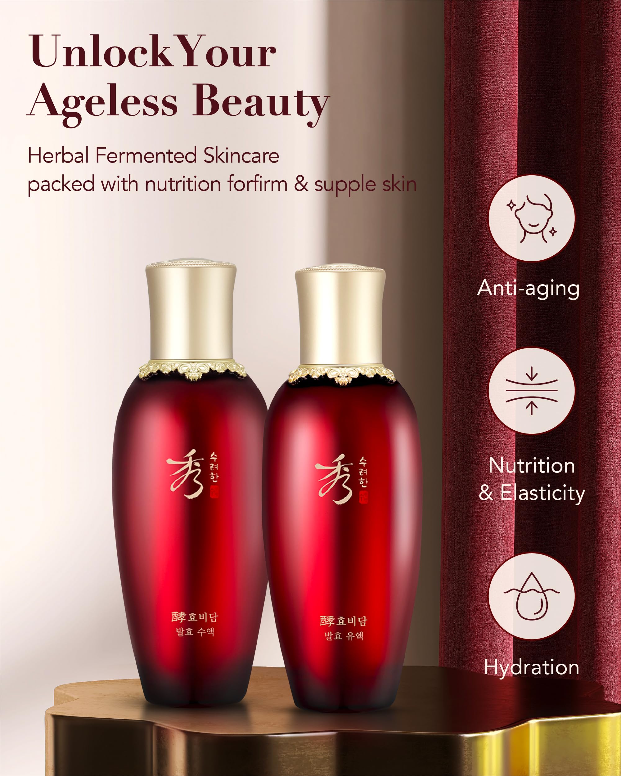 Sooryehan Hyobidam Fermented Skincare Gift Set (13.53 Fl Oz) - Premium Korean Skin Care For Intense Hydration, Elasticity. Ginse