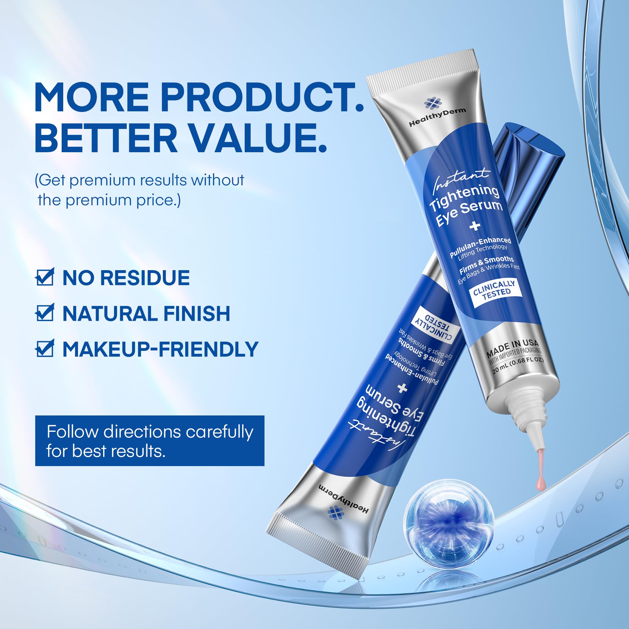 Instant Under Eye Lift Serum - Reduces Eye Bags, Wrinkles, Puffy Eyes, Dark Circles & Crows Feet in Minutes - Advanced Firming P