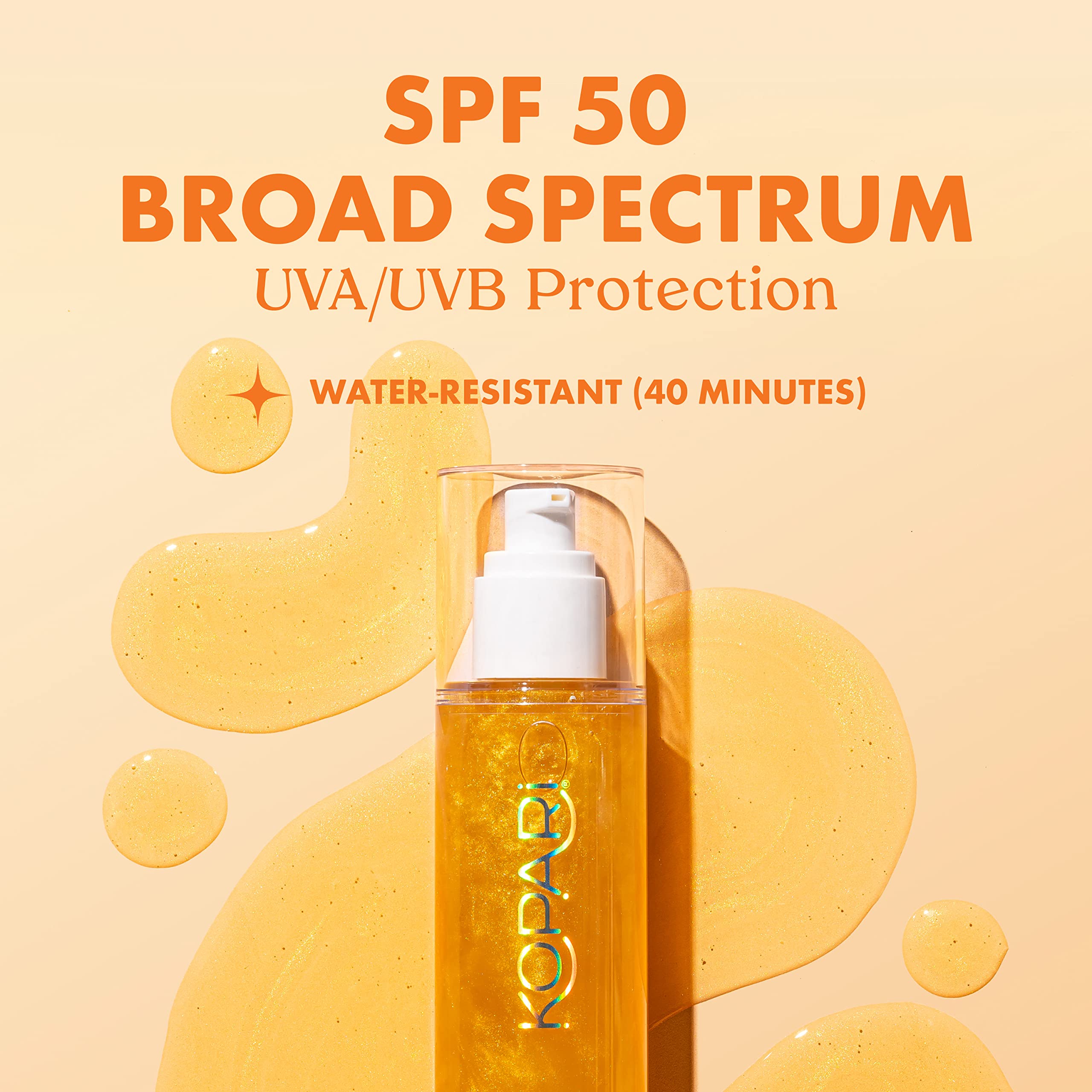 Kopari Sun Shield Body Glow | Spf 50 Uv Protection Sheer Sunscreen Gold Shimmer Mica | Sweat And Water Resistant | Antioxidant V