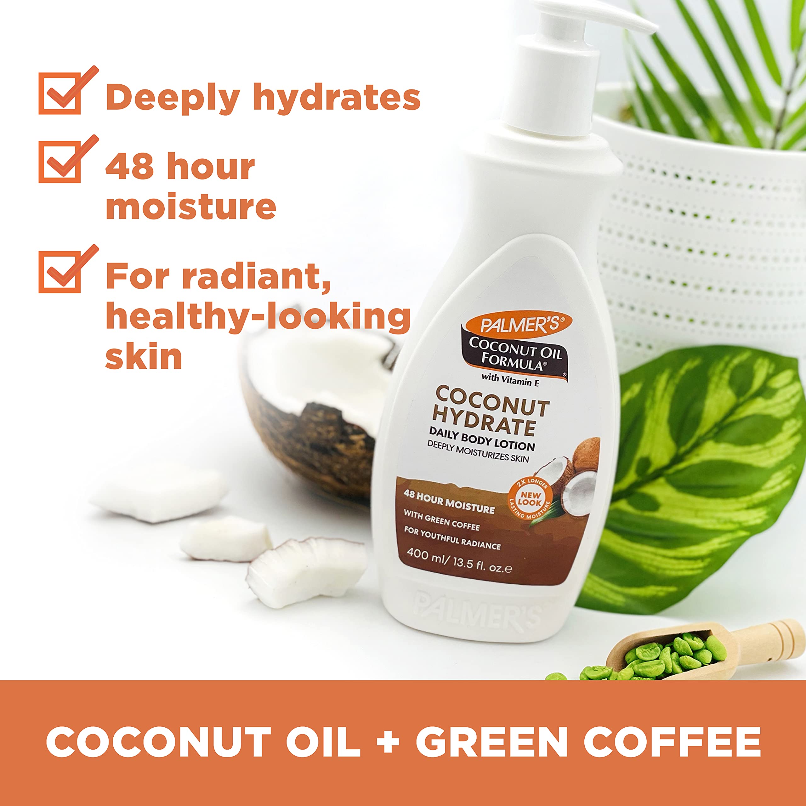 Palmer'S Coconut Oil Formula Body Lotion For Dry Skin, Hand & Body Moisturizer With Green Coffee Extract & Vitamin E, Pump Bottl