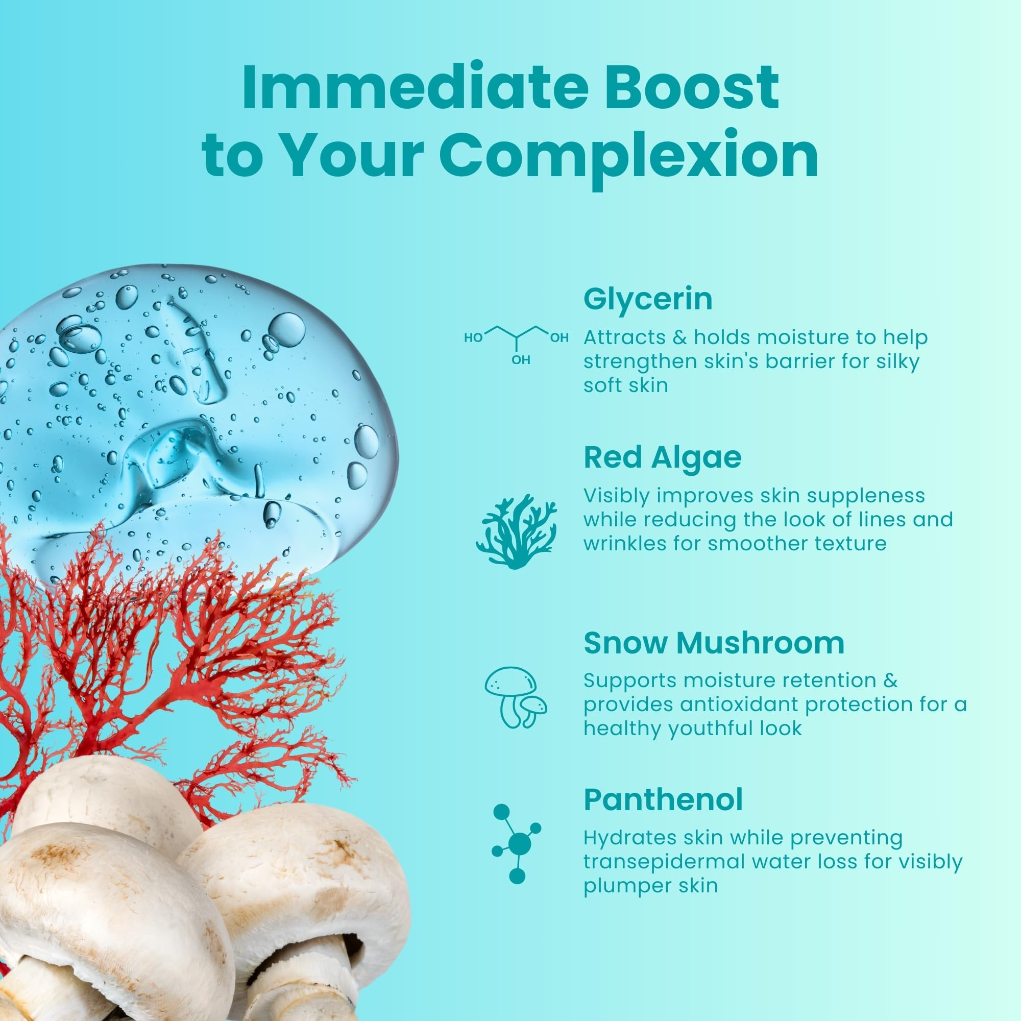 Patchology Skincare Booster - Invisible Hydrating Face Serum for Smooth Skin, Pore Reducing Mask with Glycerin, Snow Mushroom, &