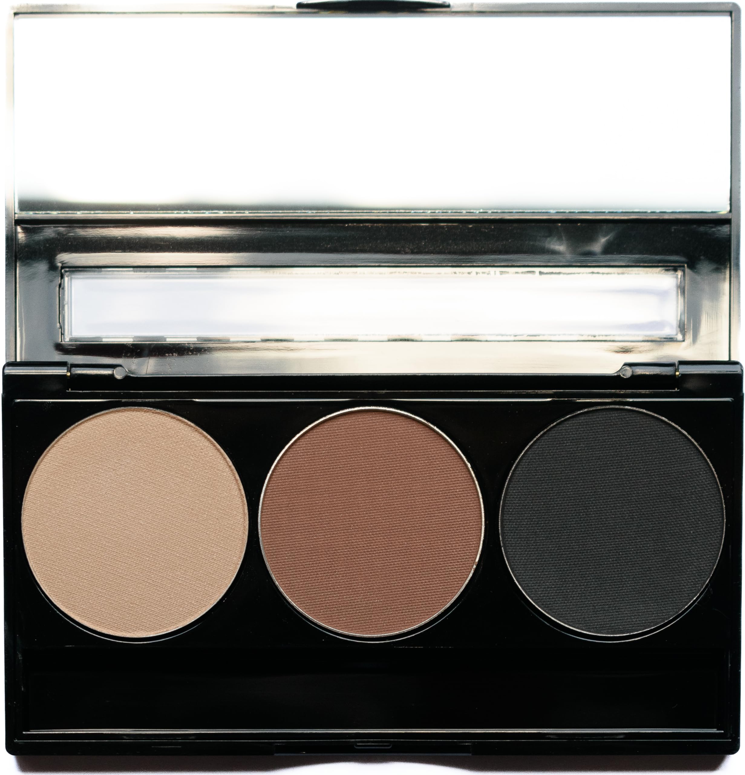 Pure Ziva Matte Black, Medium Brown And Off White Vegan Eyeshadow Trio Palette; Talc, Paraben & Cruelty Free