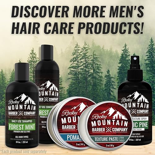 Rocky Mountain Barber Company Pomade For Men - 5 Oz Tub Classic Styling Product With Strong Firm Hold For Side Part, Pompadour &