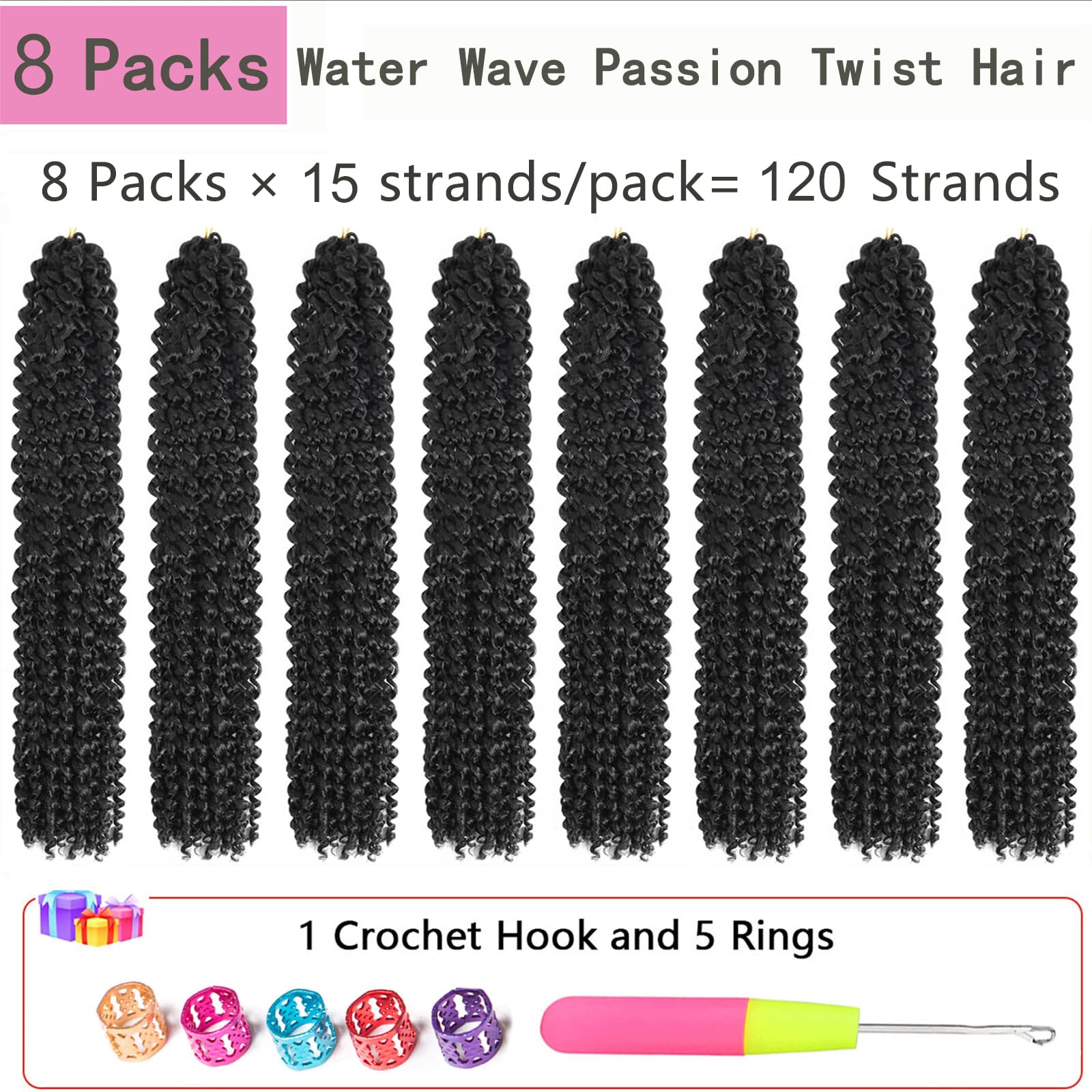 Passion Twist Hair 20 Inch 8 Packs Passion Twist Crochet Hair Long Bohemian Crochet Braids (20 Inch, 1B#)