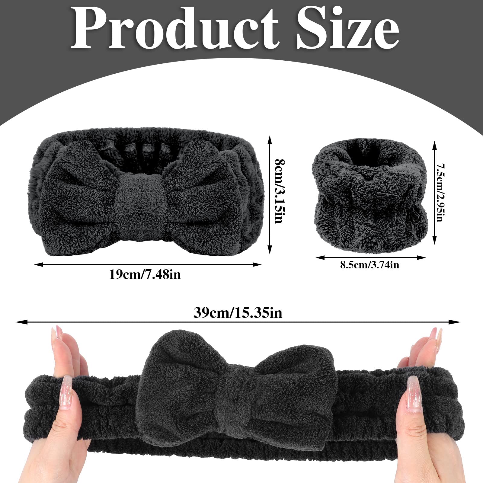 Besarme 3 Pieces Face Wash Headband And Wristband Set Spa Headband Makeup Skincare Headbands Hair Accessories For Women Wrist To