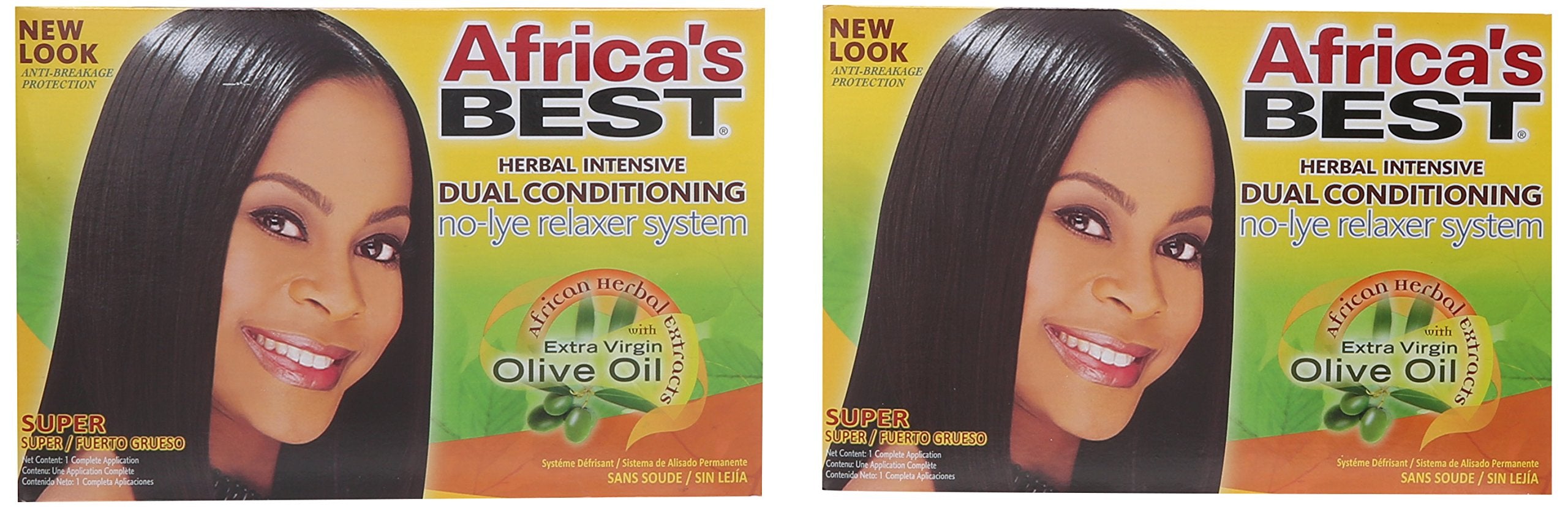 Africa's Best No-Lye Relaxer Kit, Dual conditioning, Herbal Intensive, Superior Straightening and the Very Best Nourishment, Des