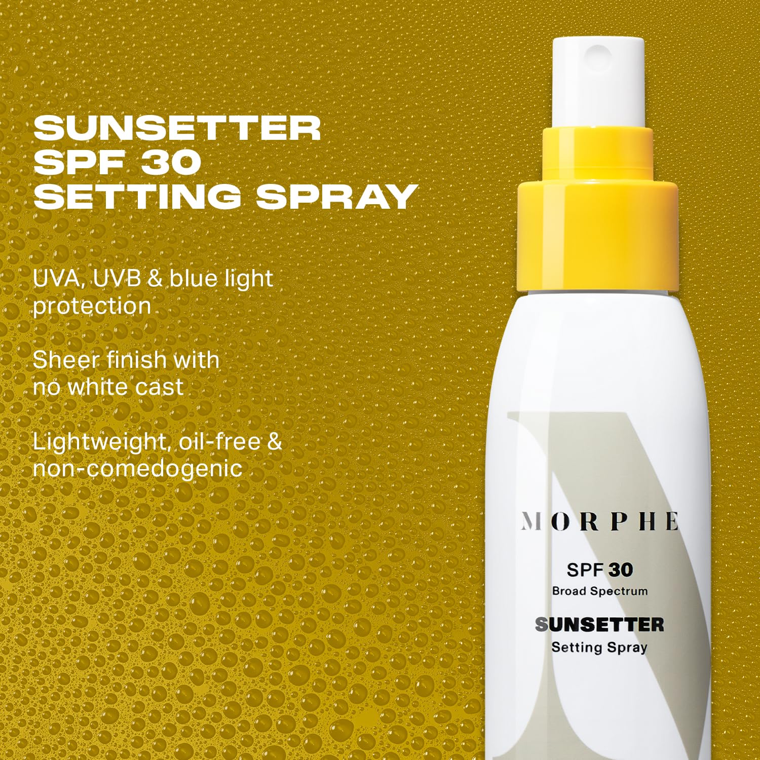 Morphe Sunsetter Spectrum Setting Spray - Broad Spectrum SPF 30 Makeup Setting Spray - Oil-Free Face Mist with No White Cast - P