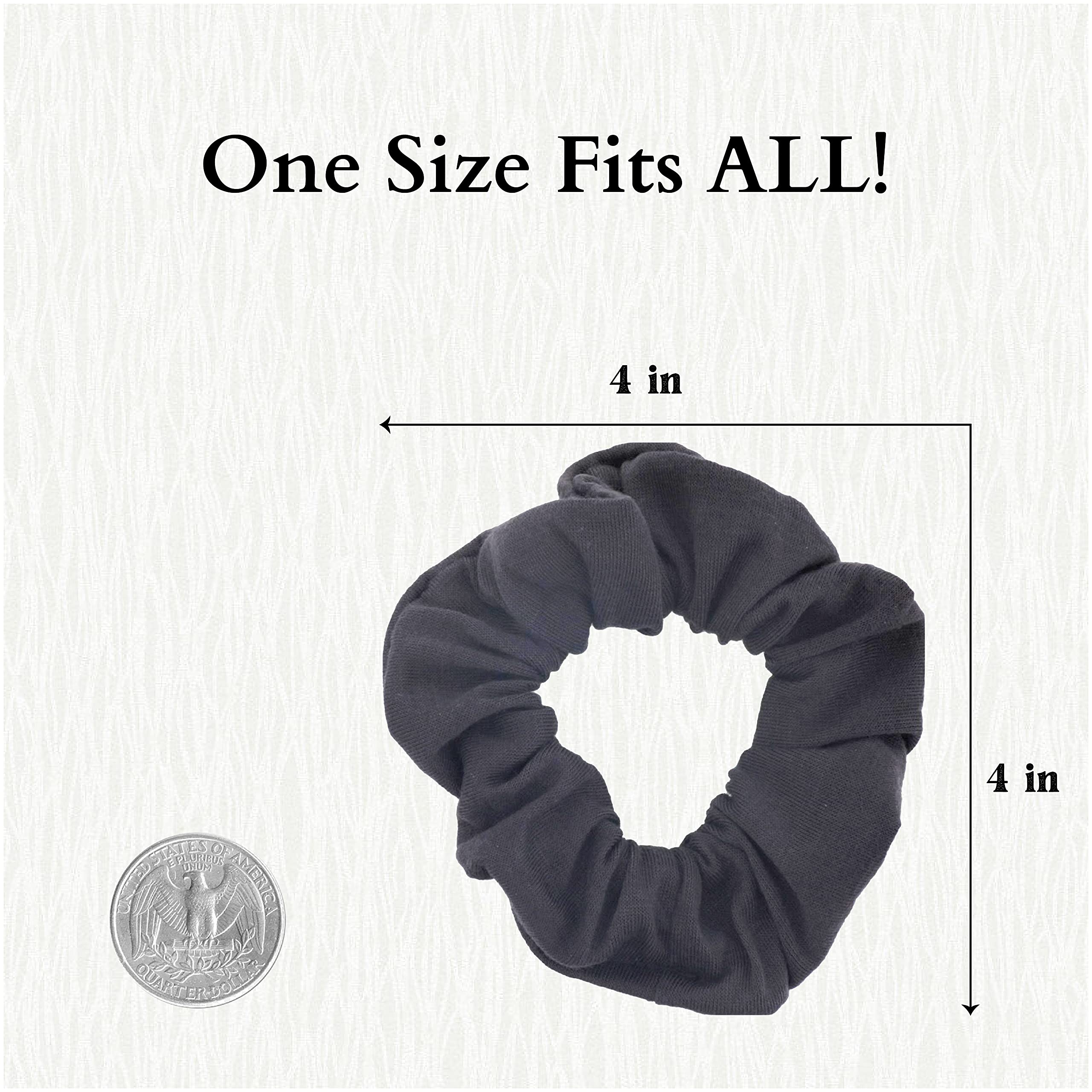 12 Pack Solid Hair Ties Scrunchies (Dark Grey)