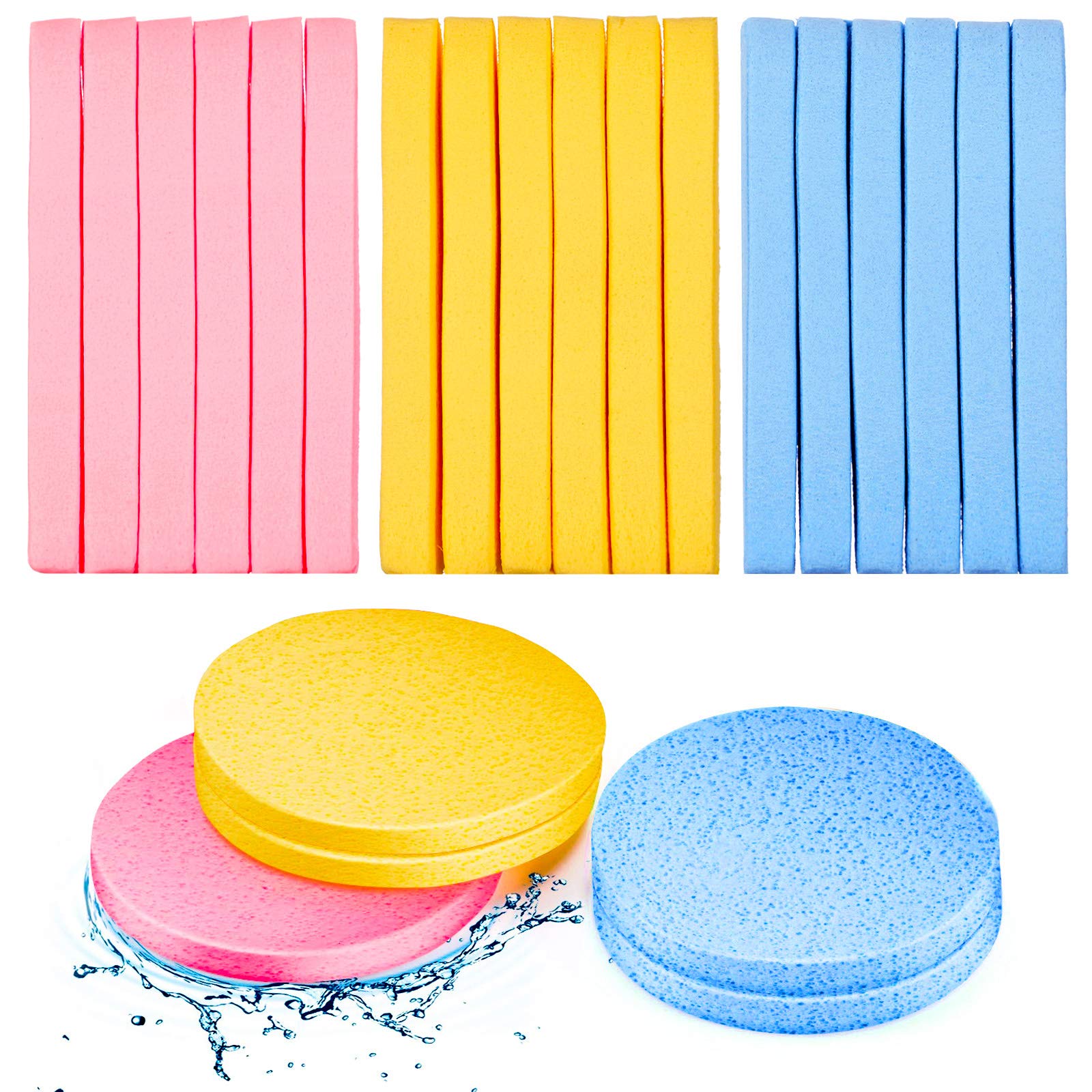 Patelai 120 Pieces Compressed Facial Sponge for Estheticians Face Makeup Removal Cleansing Sponge Pad Exfoliating Spa Wash Round