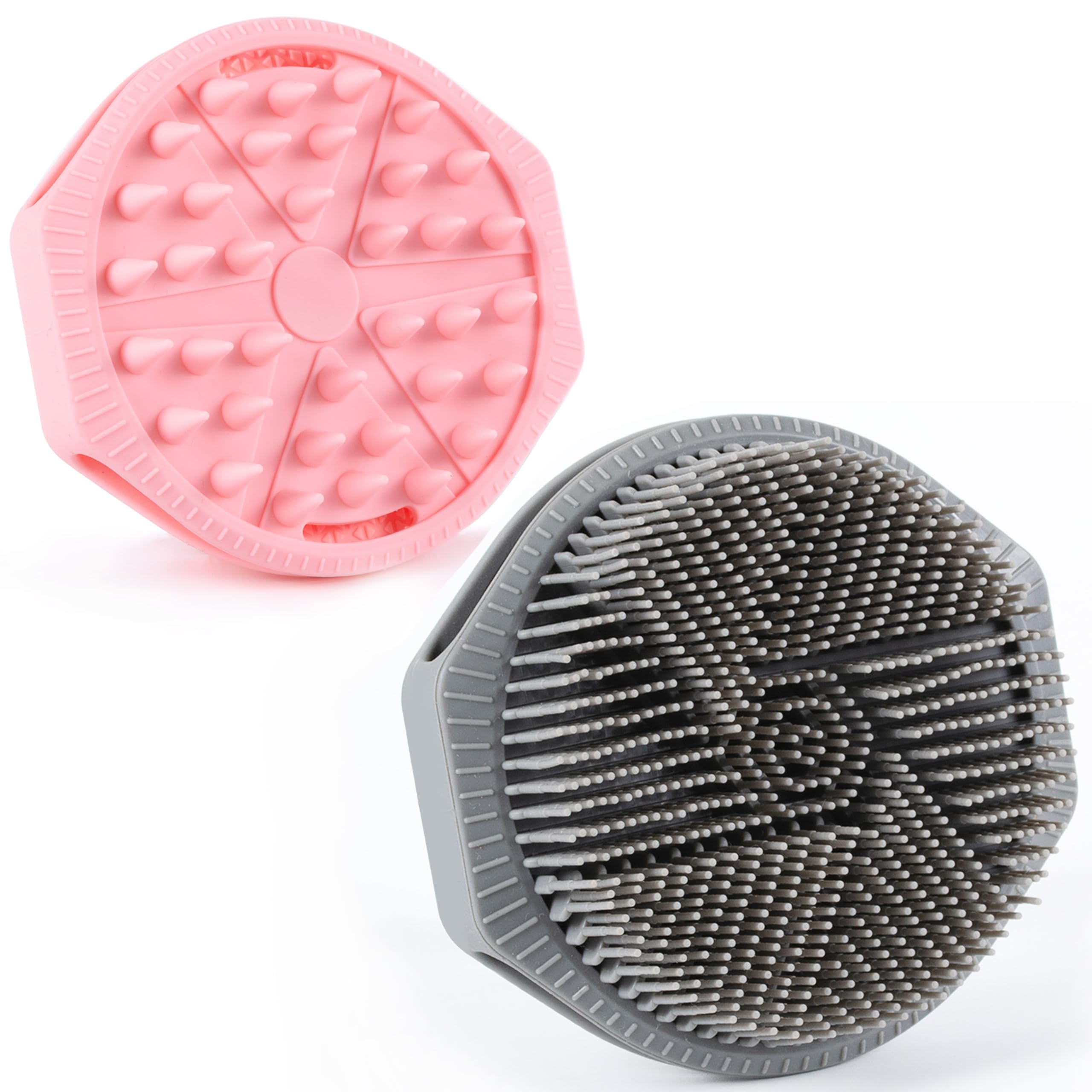 MtBoi 2 Pack Silicone Exfoliating Body Scrubber, Soft Silicone Loofah for Sensitive Skin, 2in1 Body Brush & Shower Head Massag