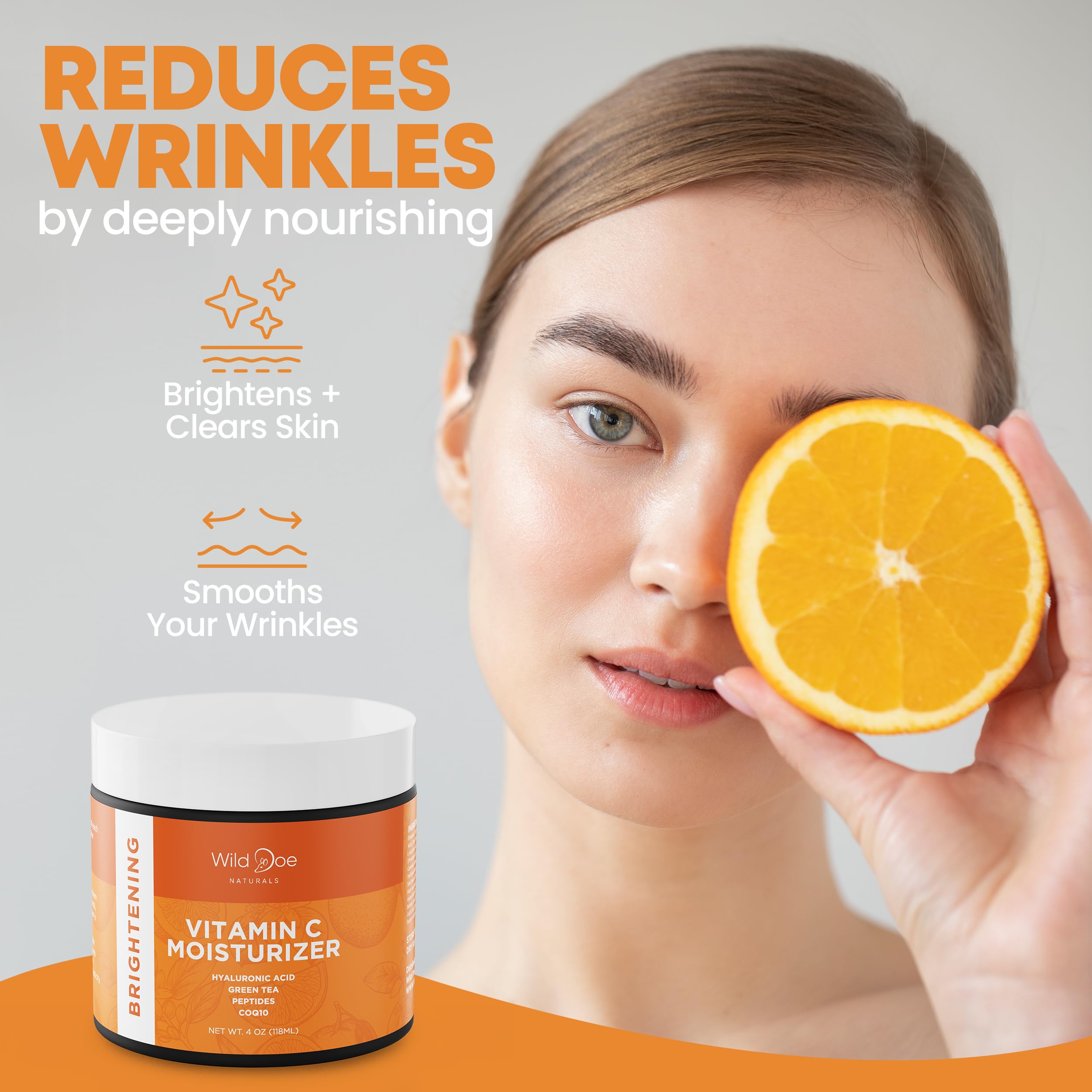 Vitamin C Face & Neck Moisturizer - Firming Eye Cream, Anti-Aging, Glowing Skin with Green Tea, Hyaluronic Acid, Vitamin E, Jojo