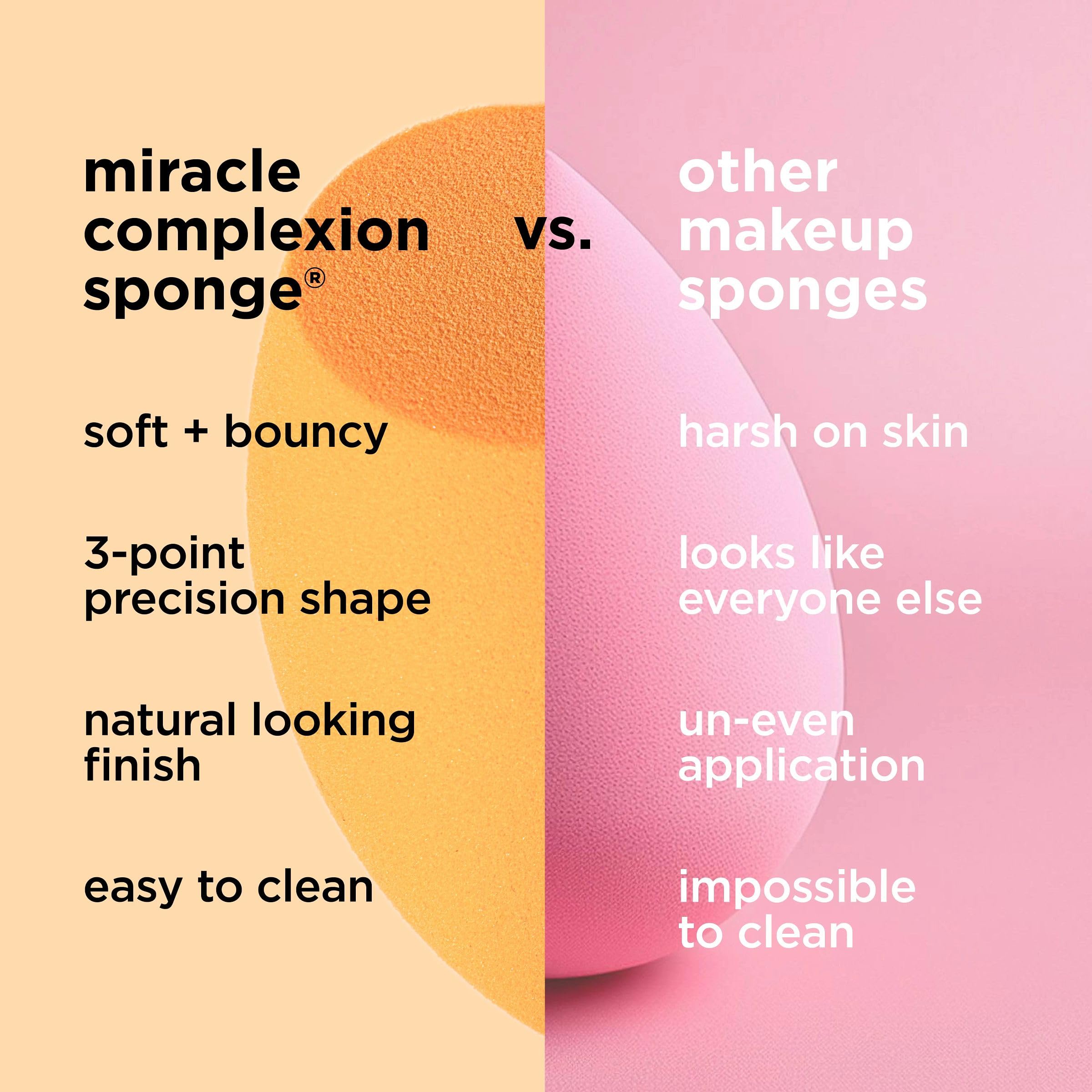 Real Techniques Miracle Complexion Sponge Duo, Makeup Blending Sponge, For Foundation, Offers Light To Medium Coverage, Natural,