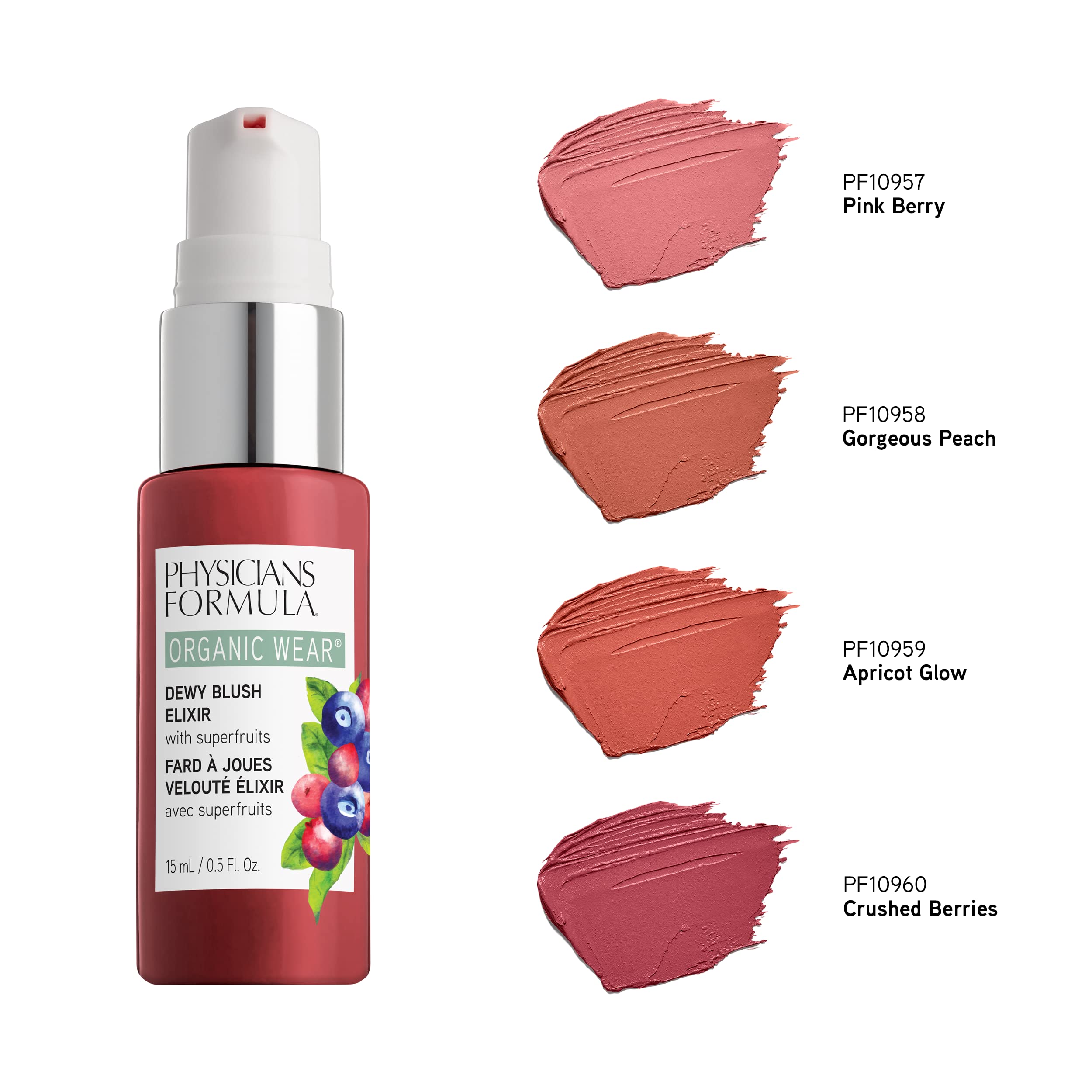 Physicians Formula Organic Wear Natural Dewy Face Blush Makeup Elixir, Gorgeous Peach, 0.5 Fl Ounce