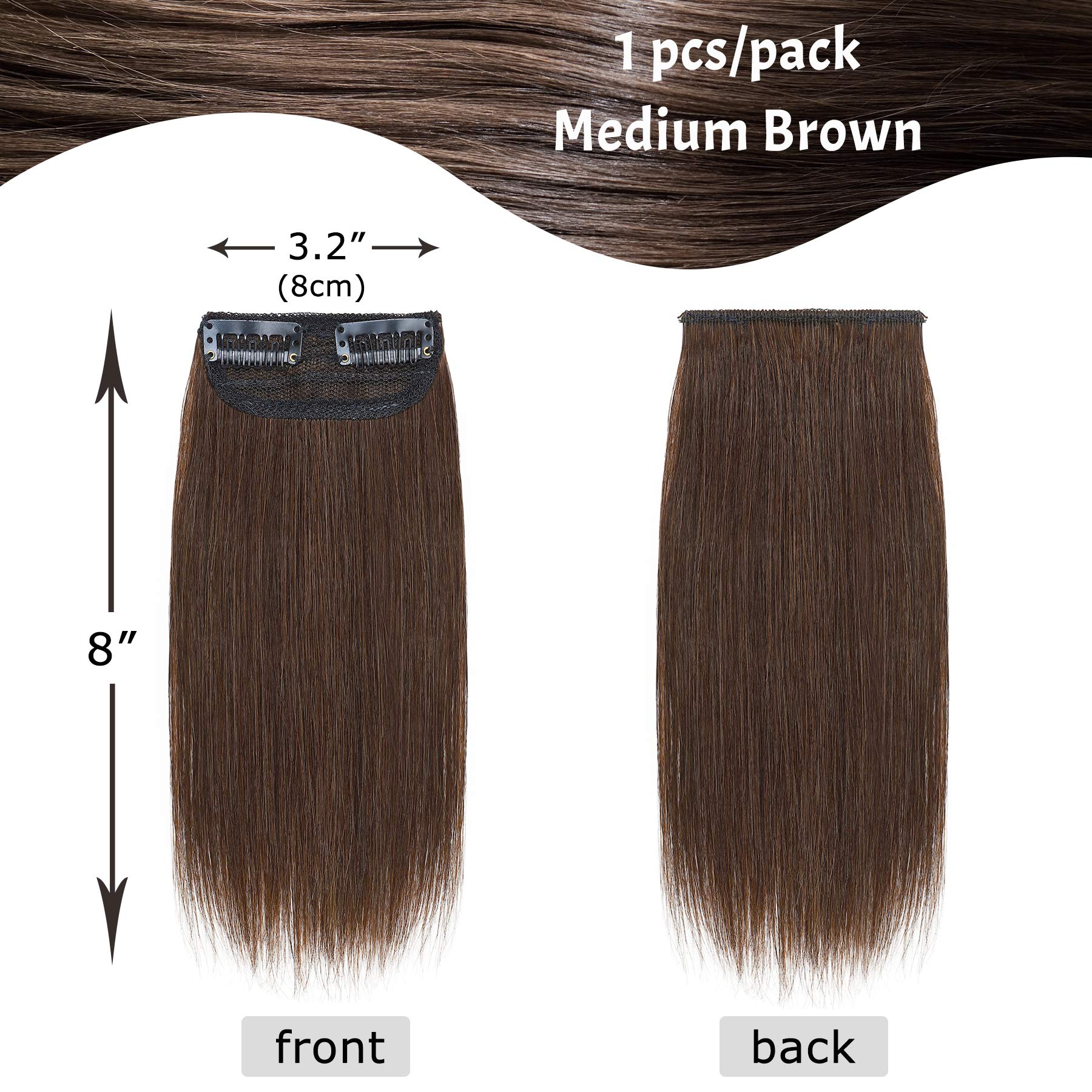 S-Noilite Hair Extensions For Short Hair Clip In Human Hair 1Pcs 2 Clips Clip In Hairpieces Remy Hair For Women With Thinning Ha