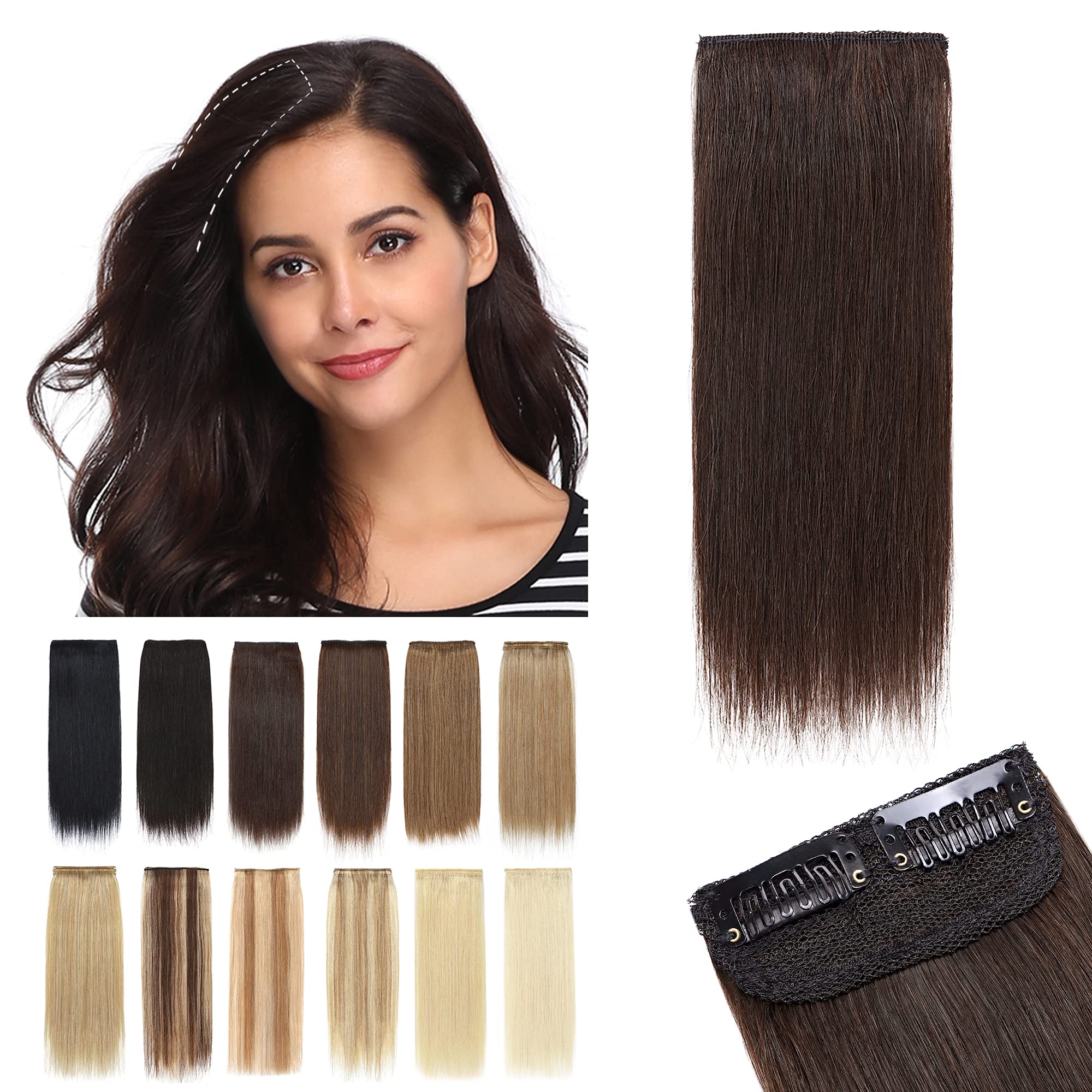SEGO Clip-in Hair Extensions Real Human Hair Short 10 Inch Volumizer - Light Brown 15g 1pc