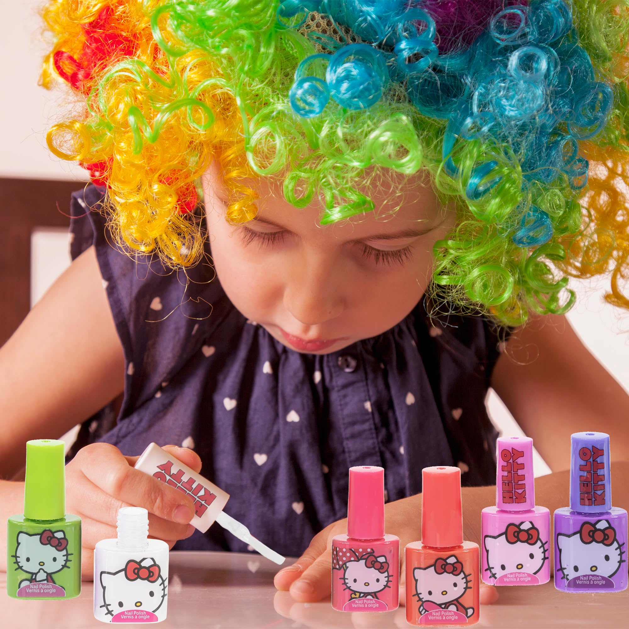 Hello Kitty - Townley Girl Non-Toxic, Water-Based, Peel-Off Nail Polish Set With Glittery & Opaque Colors And Nail Accessories F