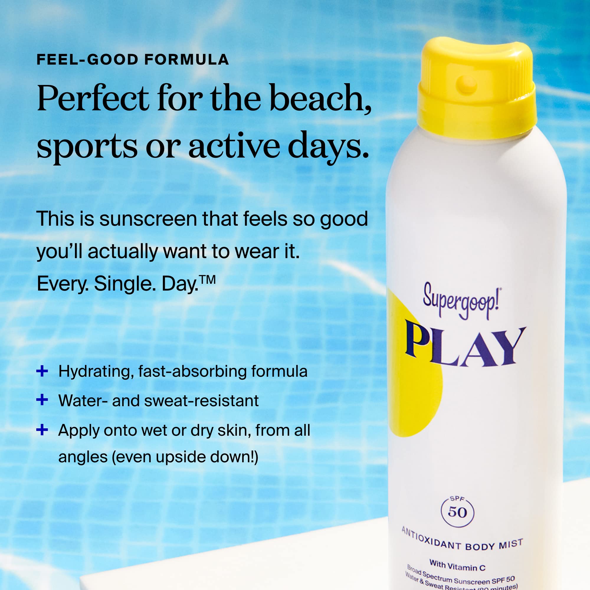 Supergoop! Play Spf 50 Antioxidant Body Mist W/Vitamin C, 3 Fl Oz - 2 Pack - Broad Spectrum Sunscreen Spray For Sensitive Skin -