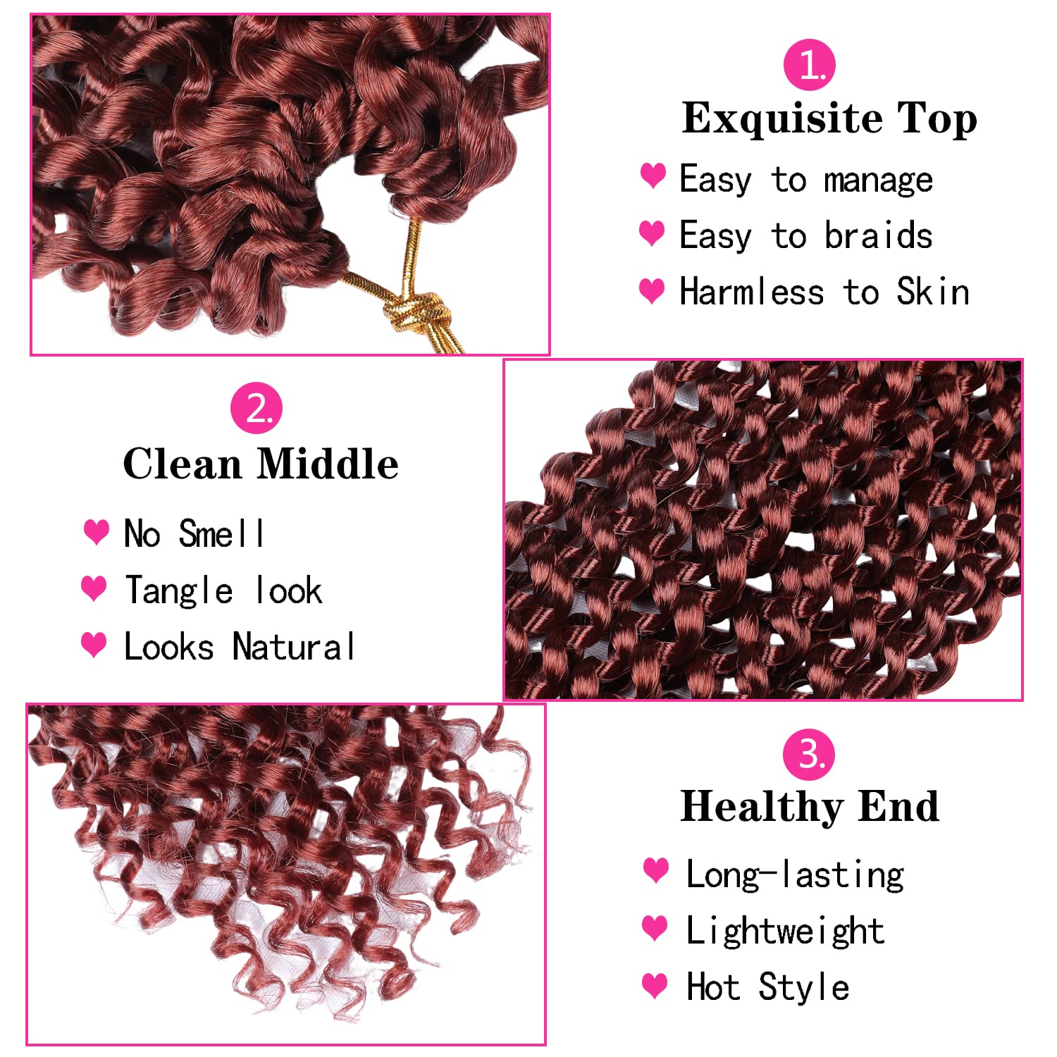 Copper Red Passion Twist Hair, 350# Water Wave Crochet Hair 30 Inch Passion Twist Crochet Hair Long Bohemian Synthetic Passion T