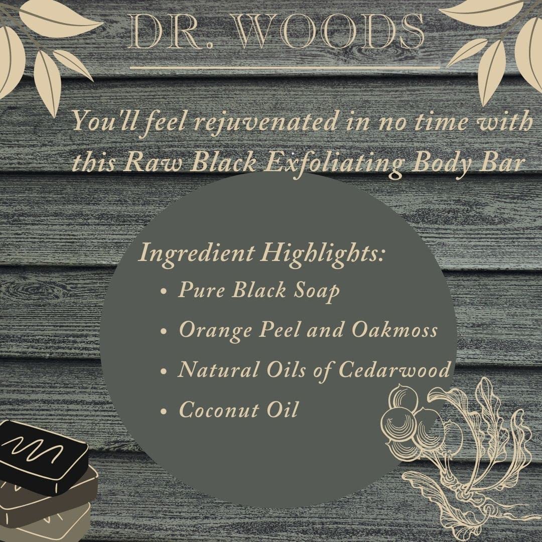 Dr. Woods Raw Black Exfoliating Body Bar with Organic Shea Butter, 5.25 oz (Pack of 3)