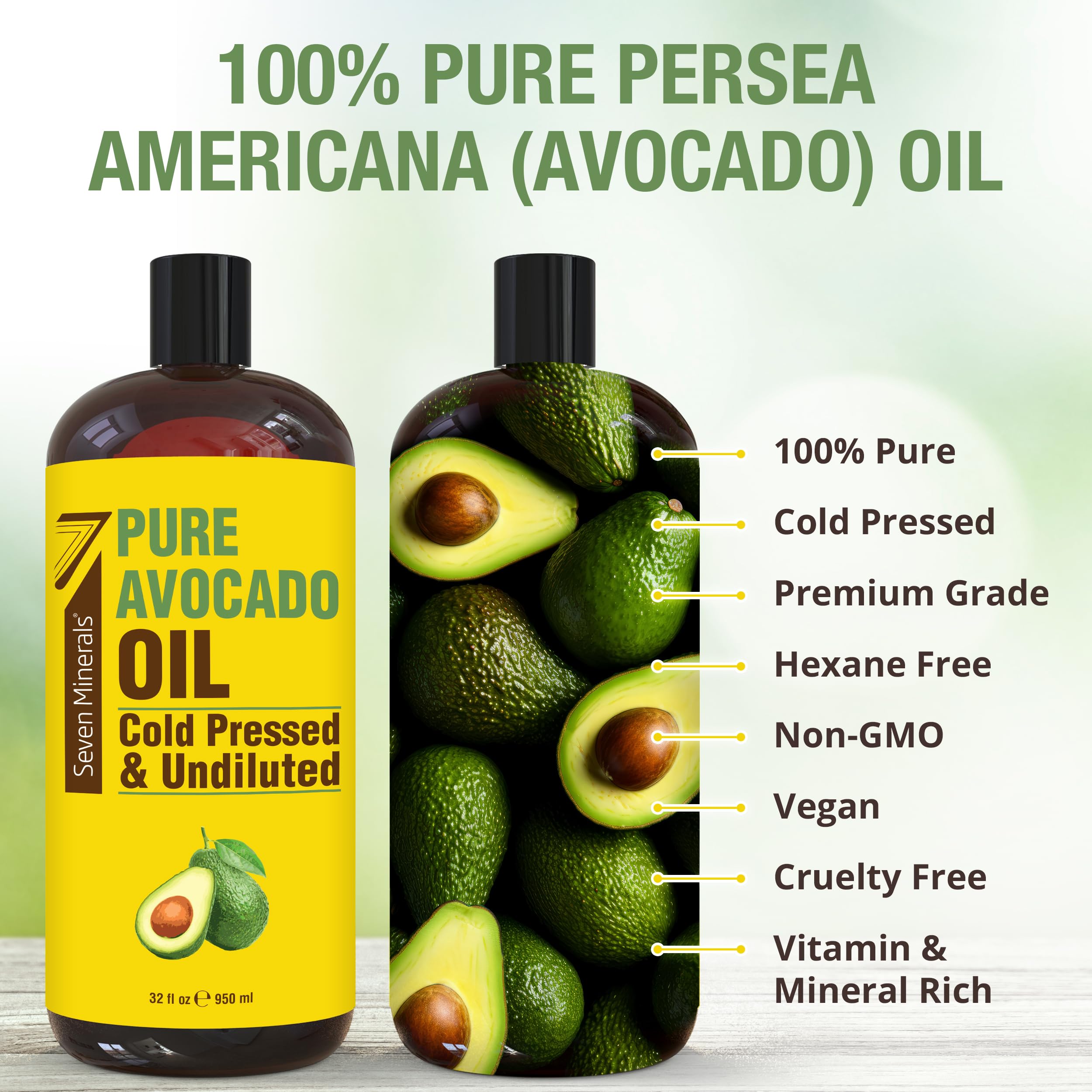 New Cold Pressed Avocado Oil For Hair, Skin, & Face - Big 32Oz - Premium Grade & Hexane Free, 100% Pure, Gmo Free, & Non-Greasy