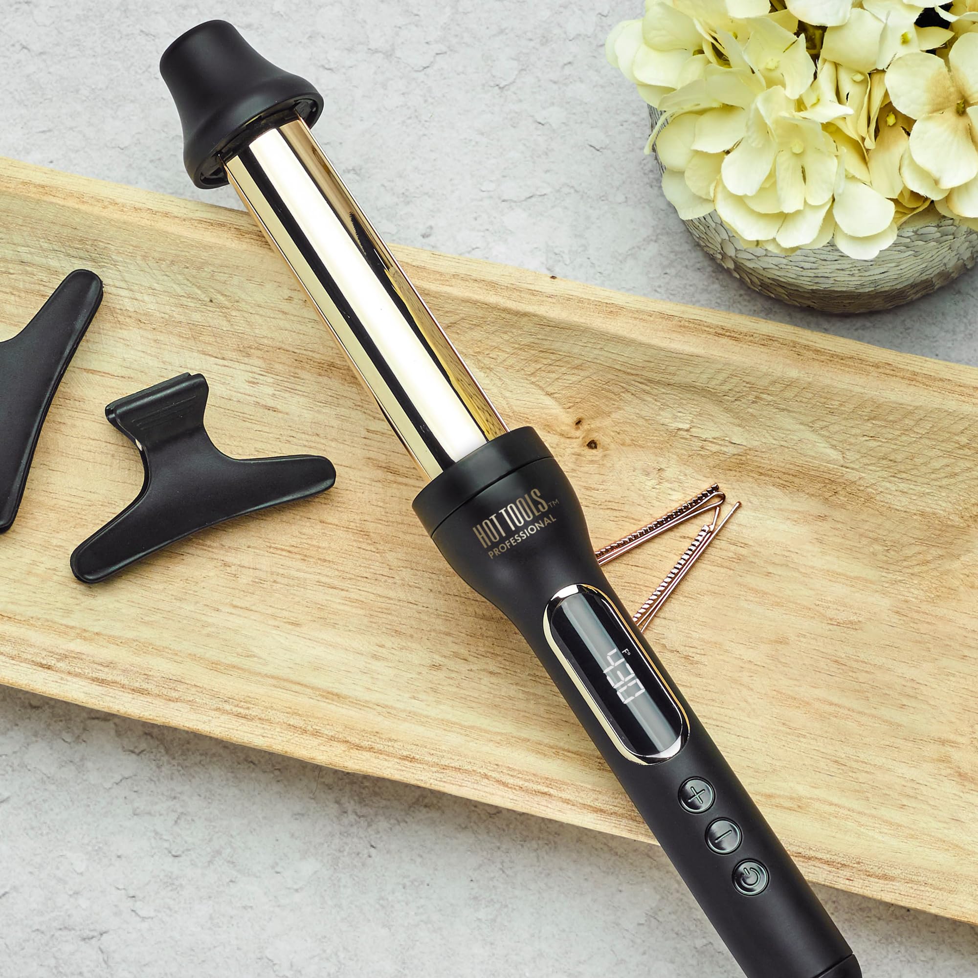 Hot Tools Pro Artist 24K Gold 2 in 1 Curling Wand, 1-1     | Multiple Styles with One Tool